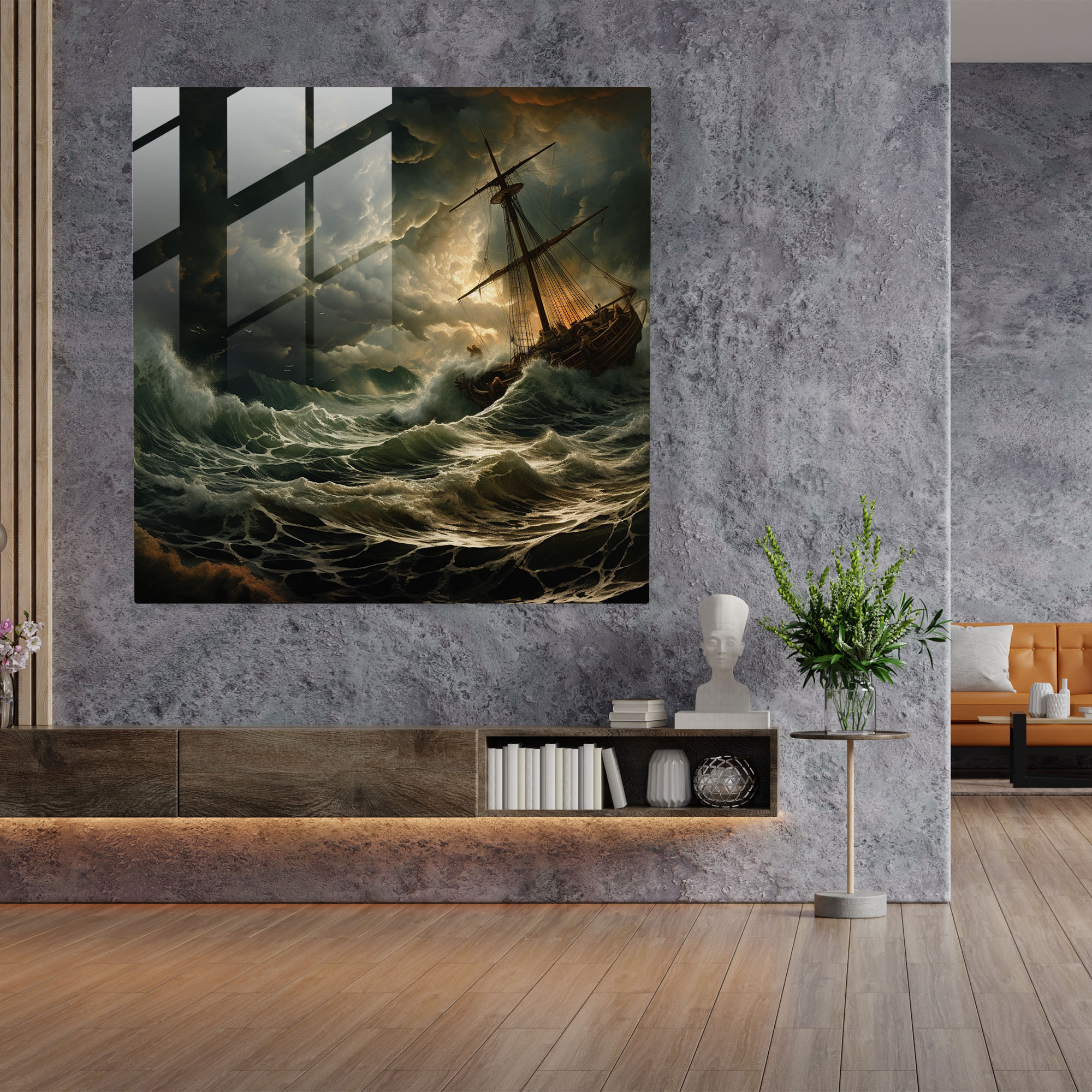Impending Storm Glass Print - Storm, Home Decoration, Storm At Sea, Impending Danger