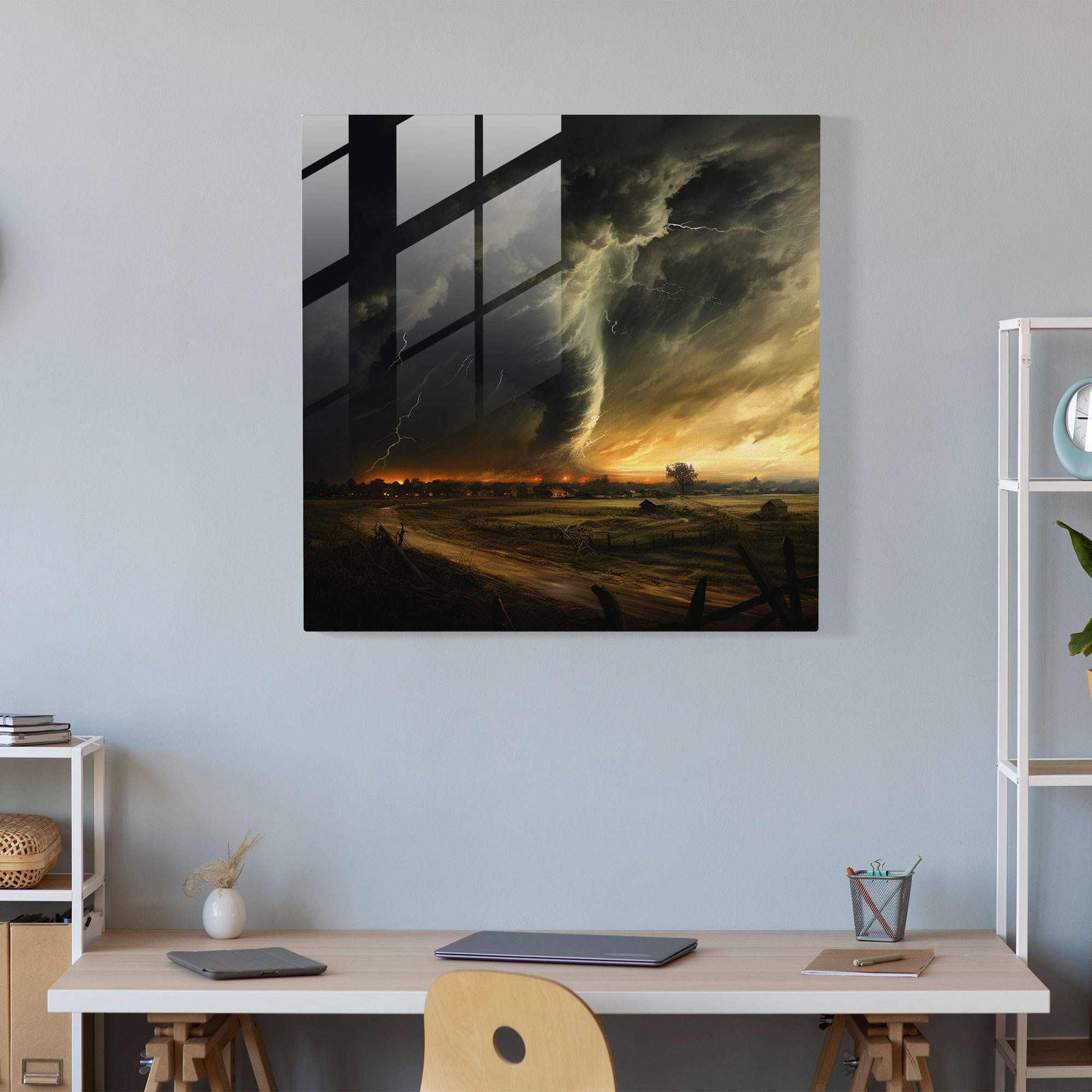 Tornado Öfkesi Cam Tablo - Fırtına Modern Sanat Cam Tablo