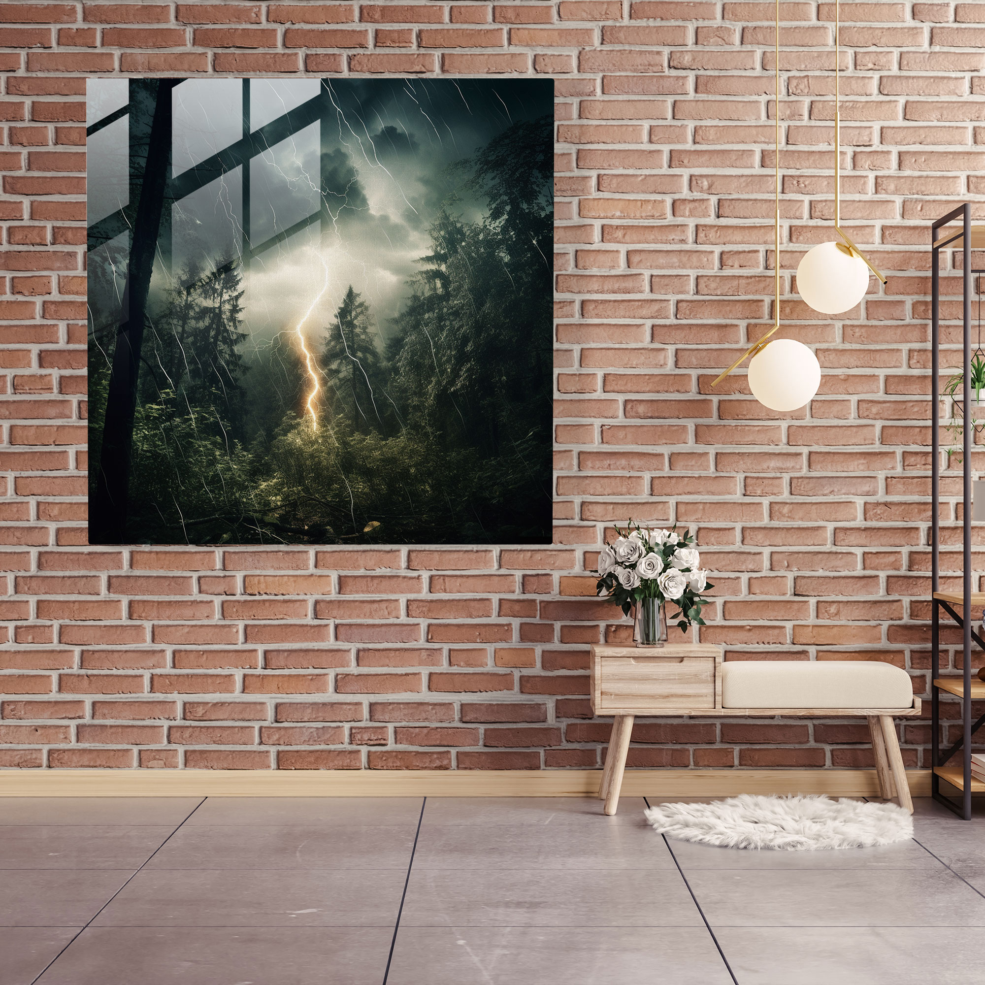 Mystical Forest Storm Glass Print - Storm, Wall Decoration, Thunderstorm, Glass Wall Art