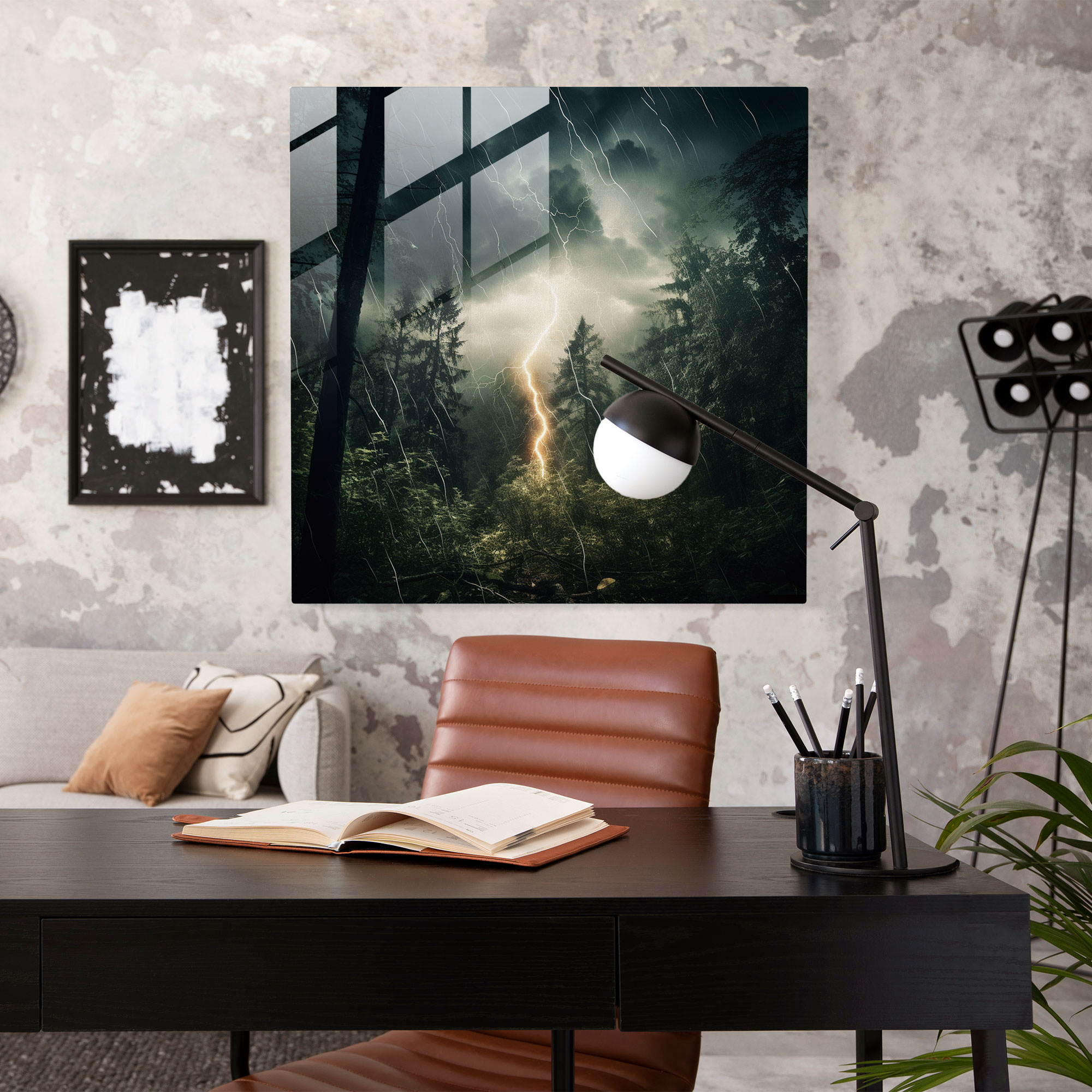 Mystical Forest Storm Glass Print - Storm, Wall Decoration, Thunderstorm, Glass Wall Art