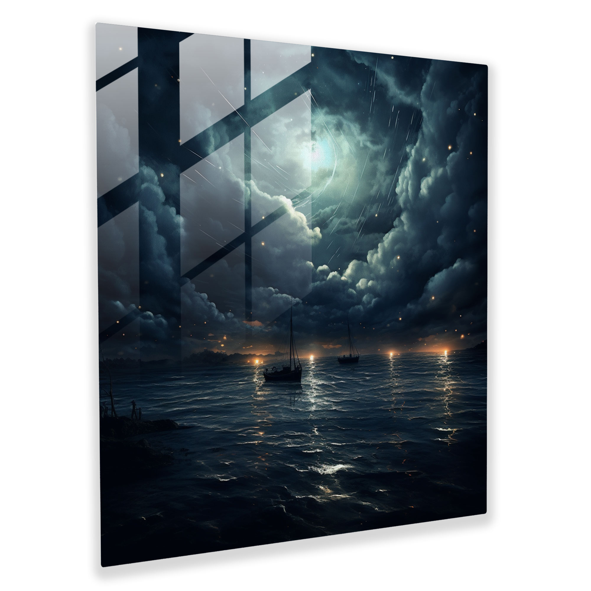 Moonlit Storm Glass Print - Storm, Glass Print, Glass Art, Home Decoration