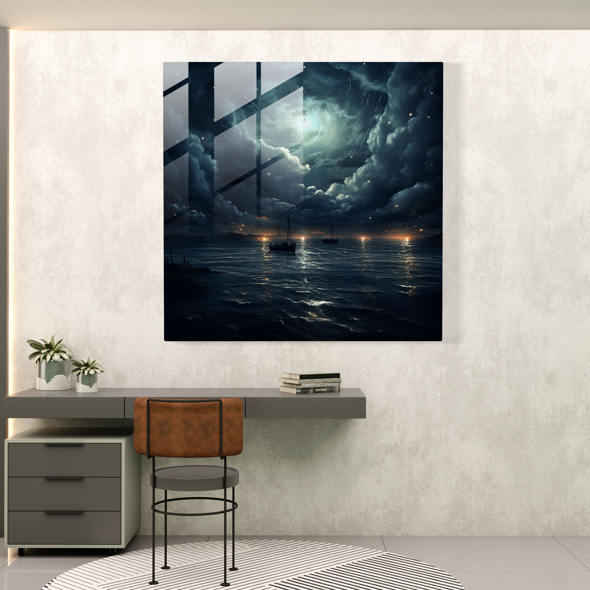 Moonlit Storm Glass Print - Storm, Glass Print, Glass Art, Home Decoration