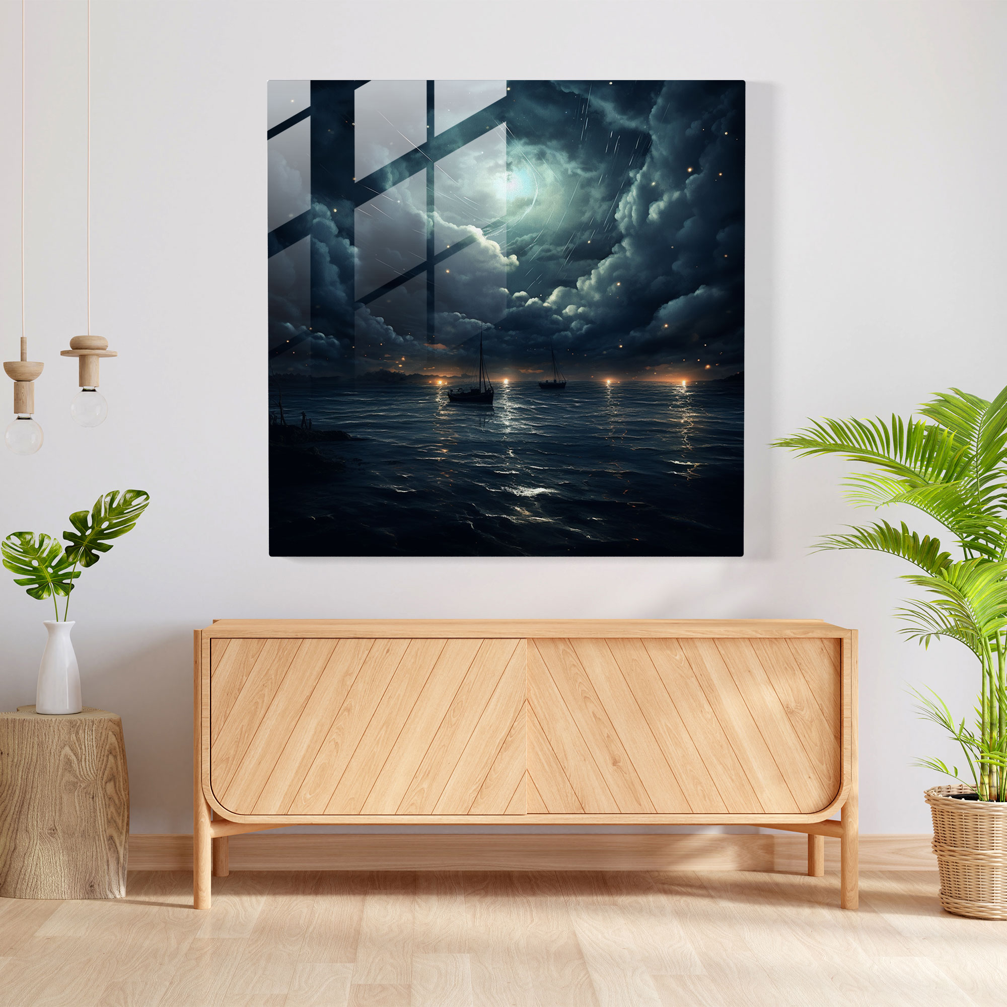Moonlit Storm Glass Print - Storm, Glass Print, Glass Art, Home Decoration