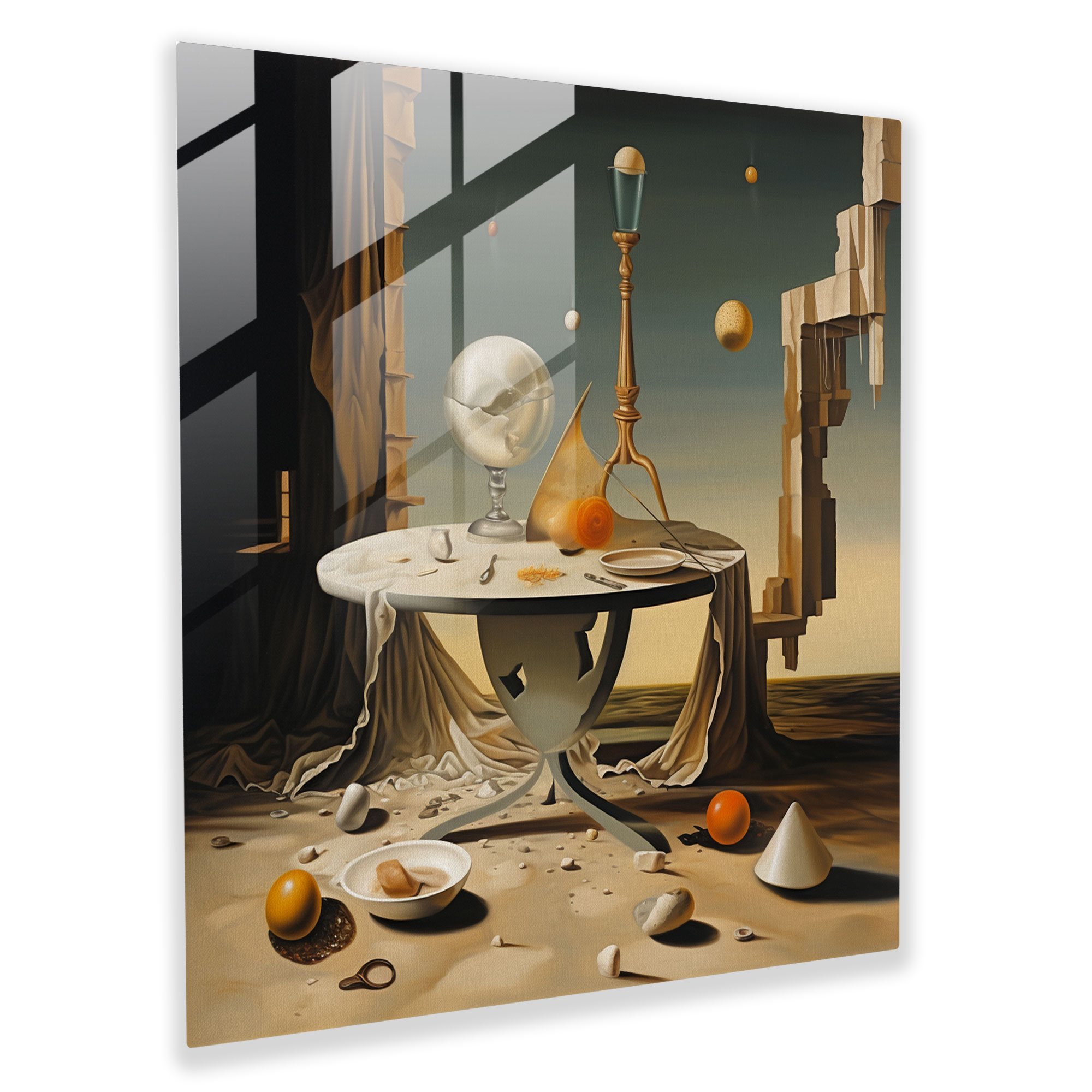 Still Life Glass Print - Surreal Floating Objects - Still Life, Glass Art, Glass Wall Art, Surrealistic