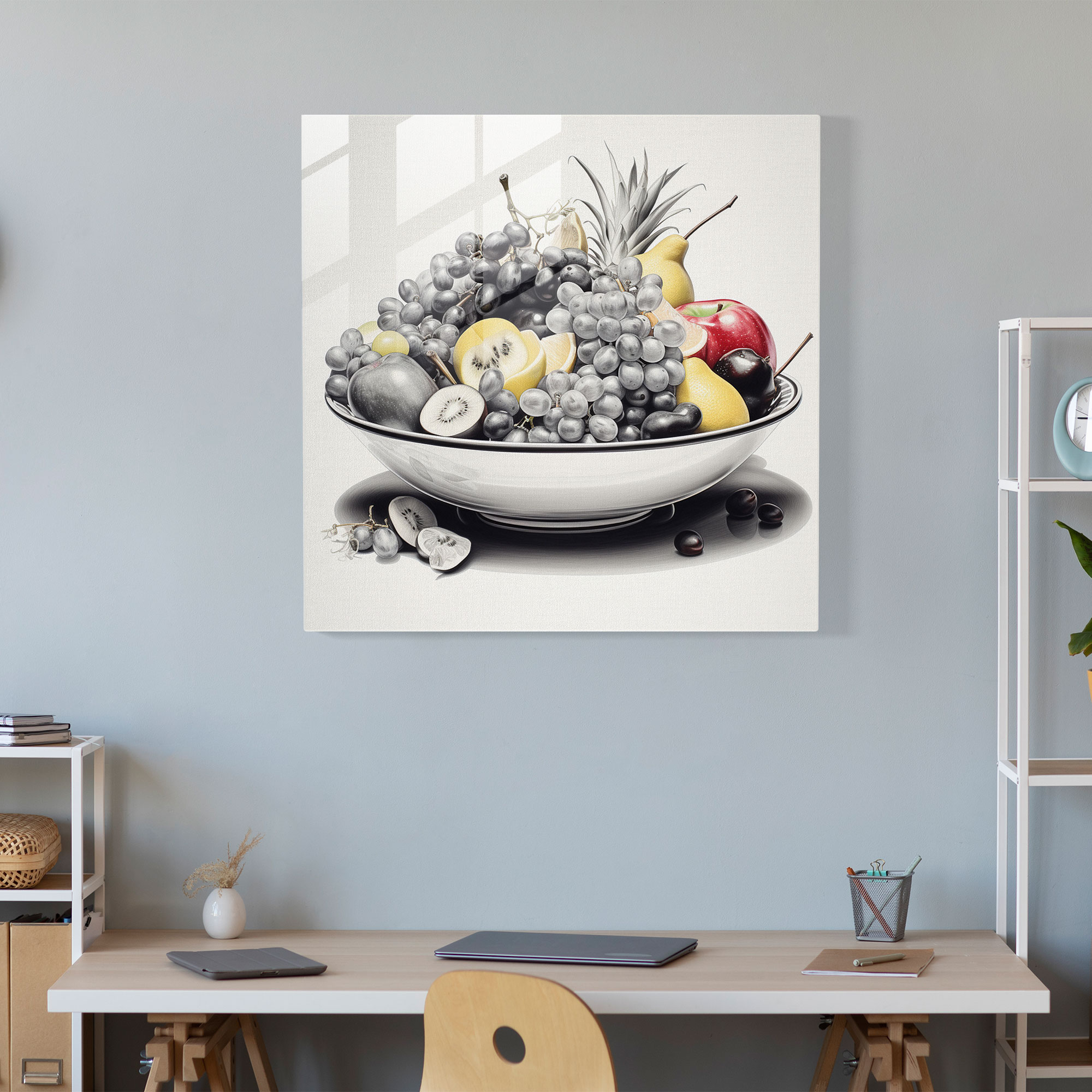 Still Life Glass Print - Intricate Fruit Bowl - Still Life, Beauty Of Nature, Glass Print, Home Decoration