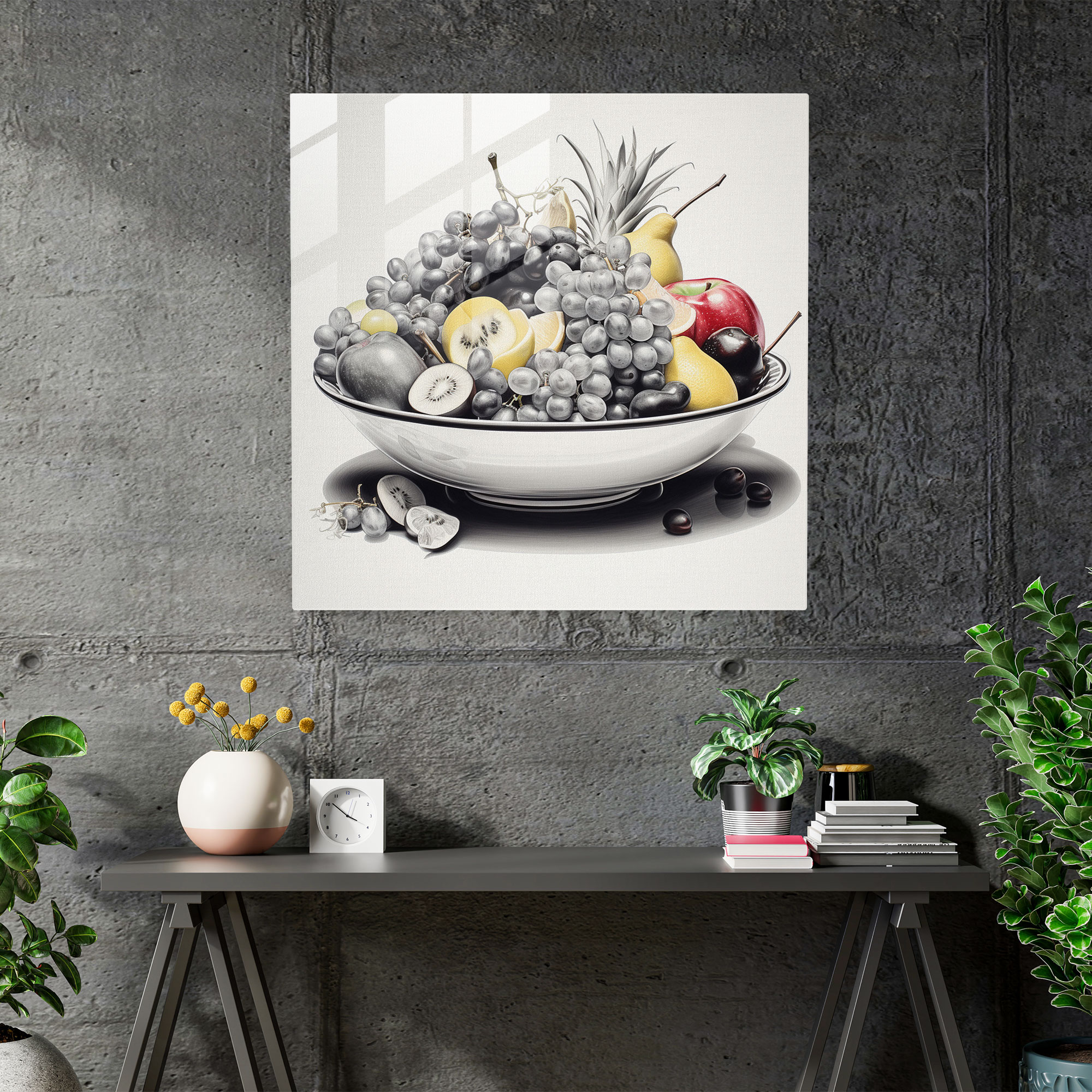 Still Life Glass Print - Intricate Fruit Bowl - Still Life, Beauty Of Nature, Glass Print, Home Decoration