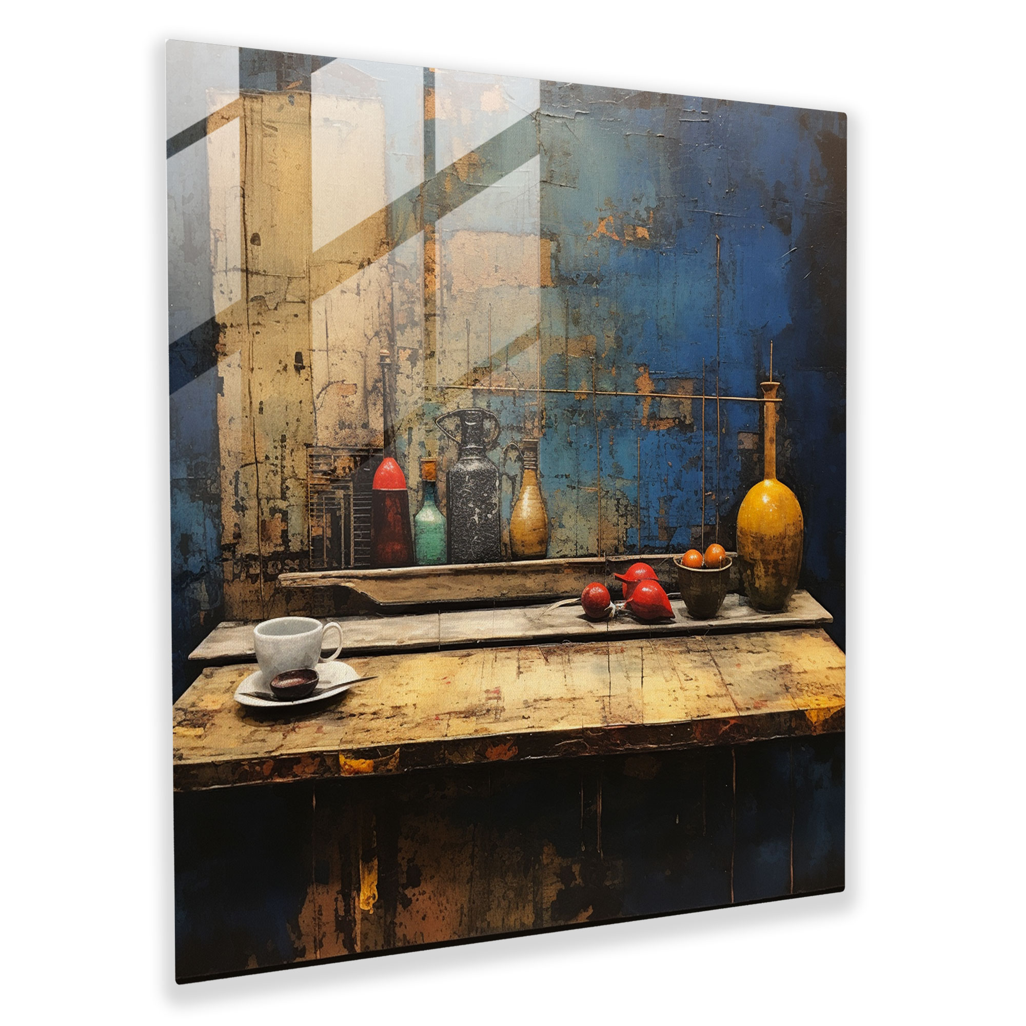 Still Life Glass Print - Textured Table - Still Life, Glass Wall Art, Wall Decoration, Contemporary