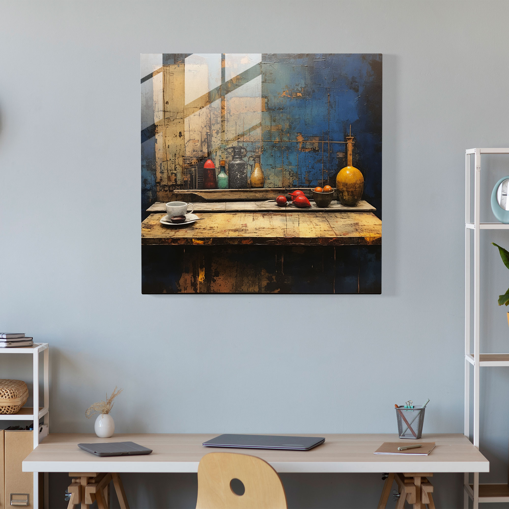Still Life Glass Print - Textured Table - Still Life, Glass Wall Art, Wall Decoration, Contemporary