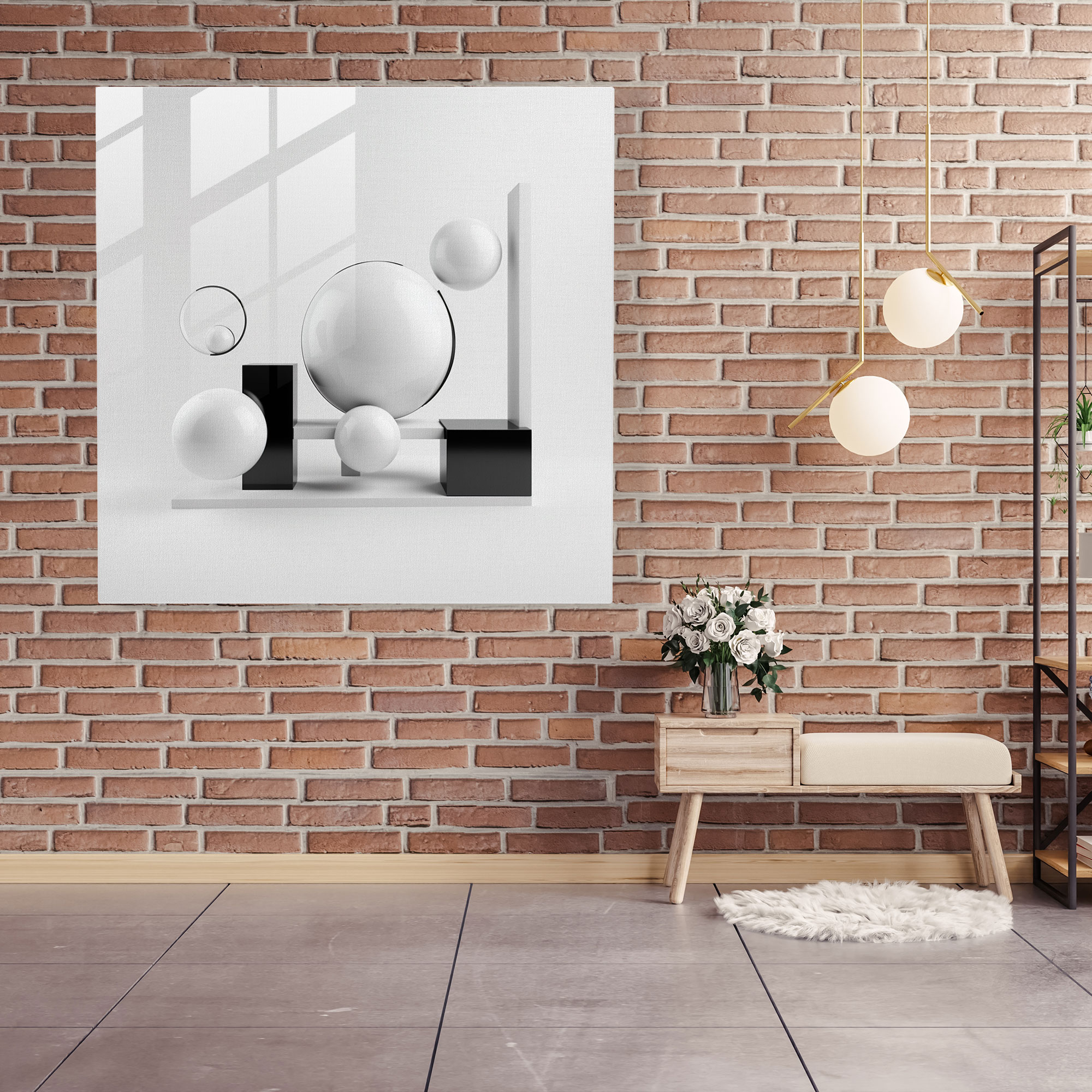 Çağdaş Geometrik Objeler - Cam Tablo - Modern Sanat - Cam Duvar Sanatı