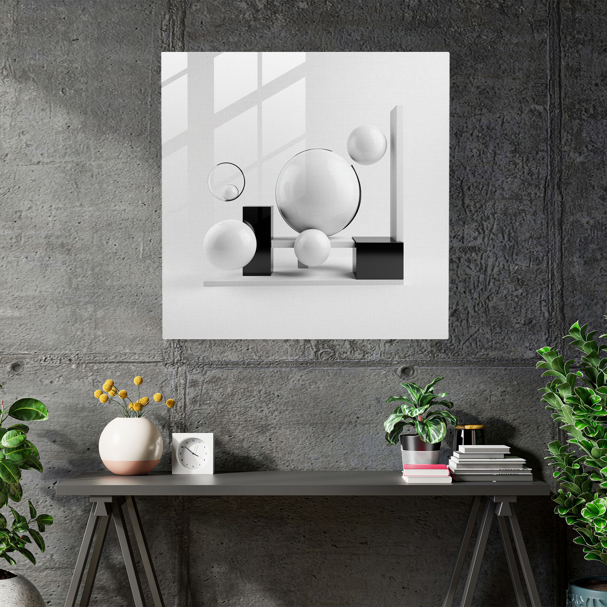Çağdaş Geometrik Objeler - Cam Tablo - Modern Sanat - Cam Duvar Sanatı