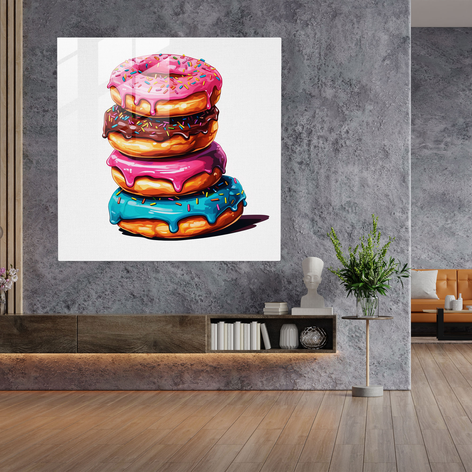 Still Life Glass Print - Pop Art Donuts - Still Life, Glass Wall Art, Home Decoration, Modern Art