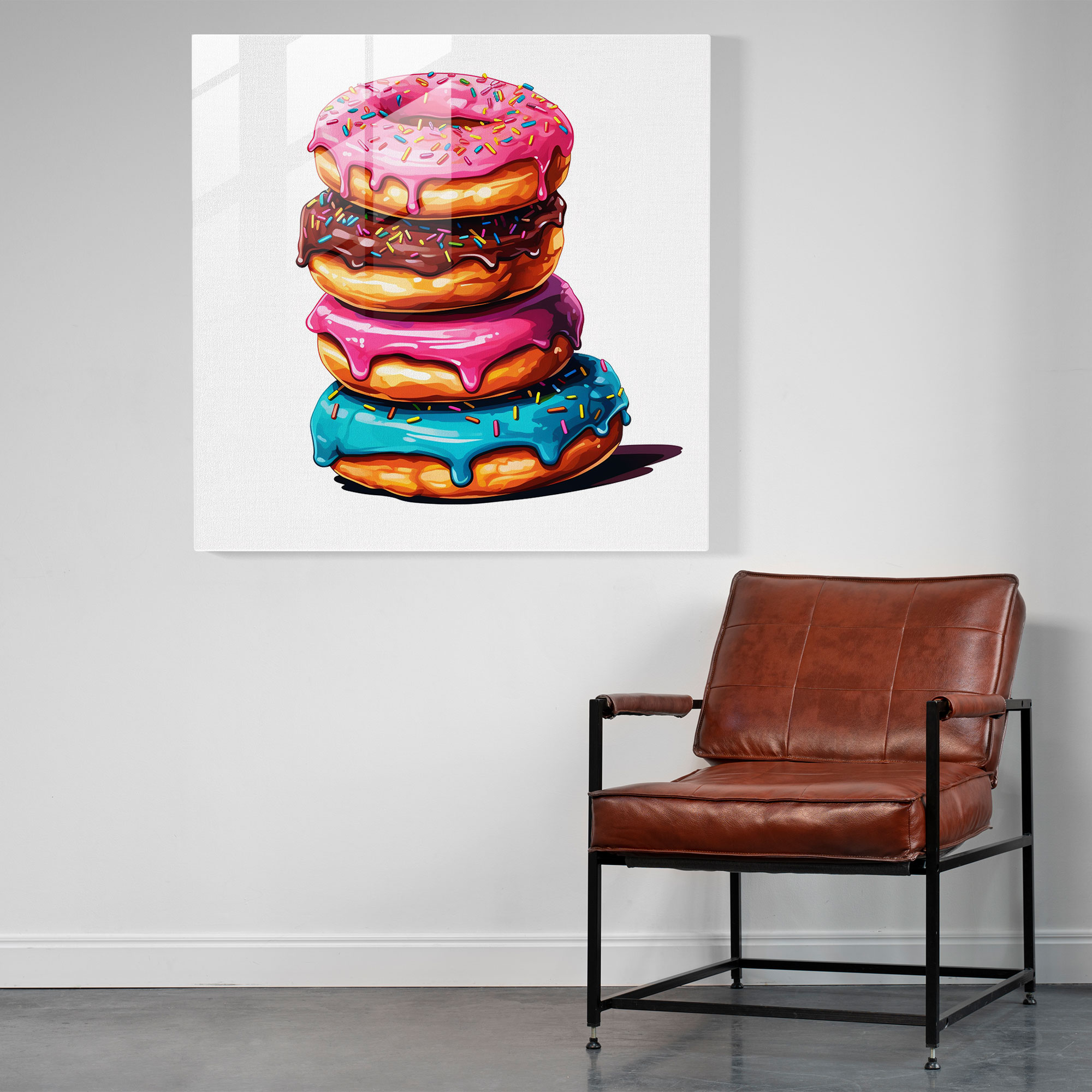 Still Life Glass Print - Pop Art Donuts - Still Life, Glass Wall Art, Home Decoration, Modern Art