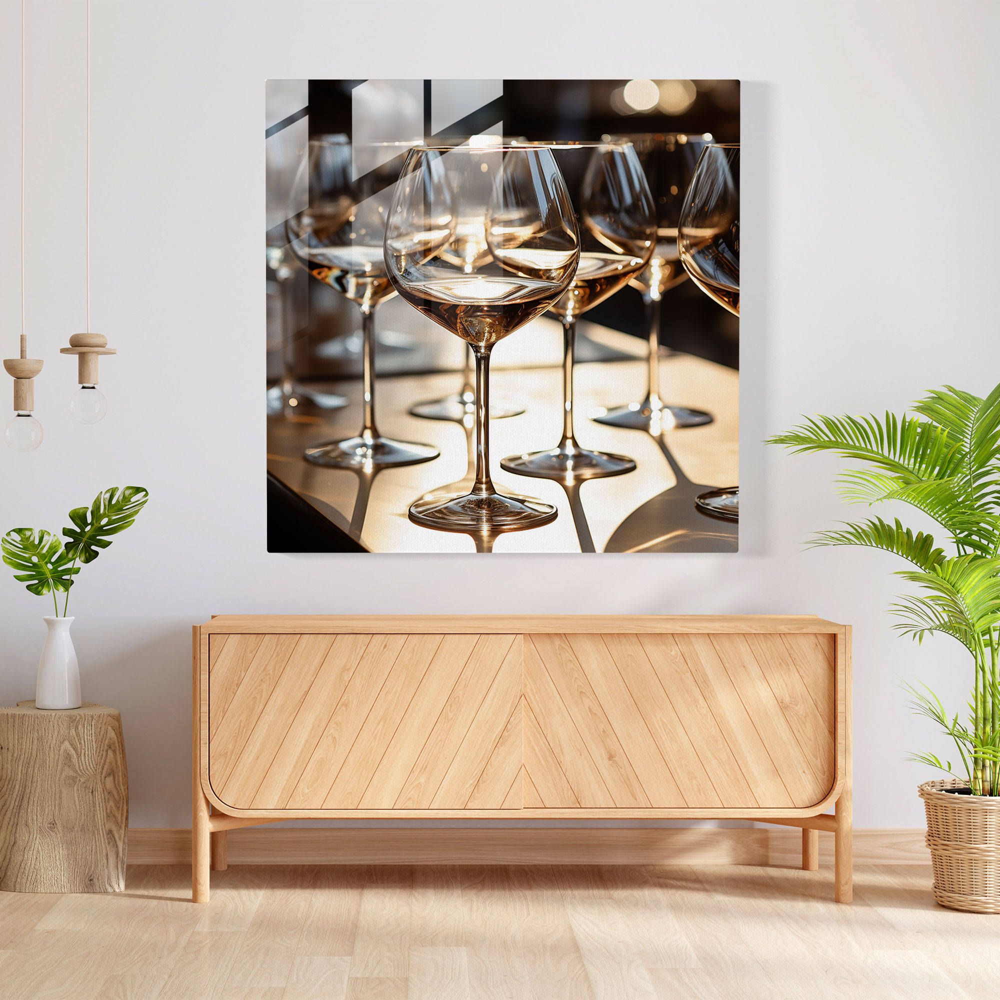 Still Life Glass Print - Contemporary Wine Glasses - Still Life, Home Decoration, Wall Decoration, Glass Wall Art