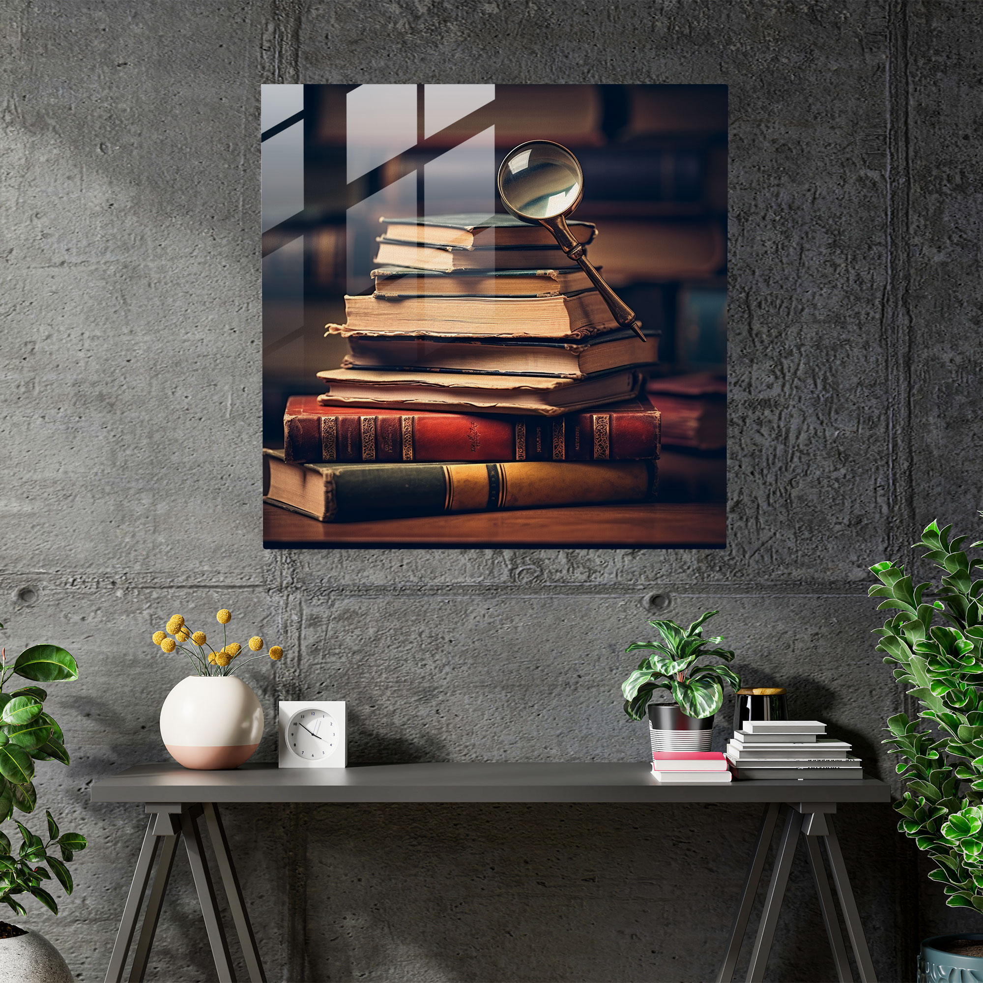 Still Life Glass Print: Literary Curiosity - Still Life, Glass Art, Glass Print, Modern Art