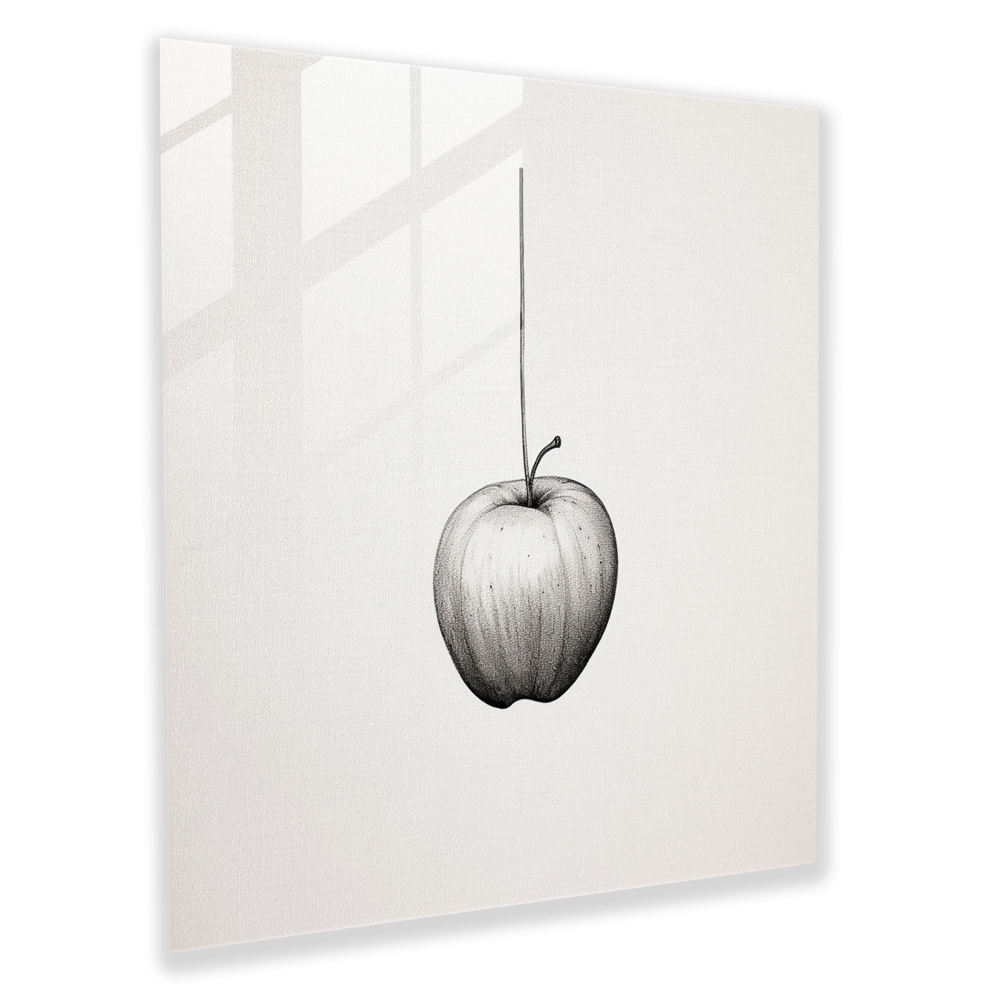 Still Life Glass Print: Minimalist Apple - Still Life, Simplicity, Wall Decoration, Glass Art