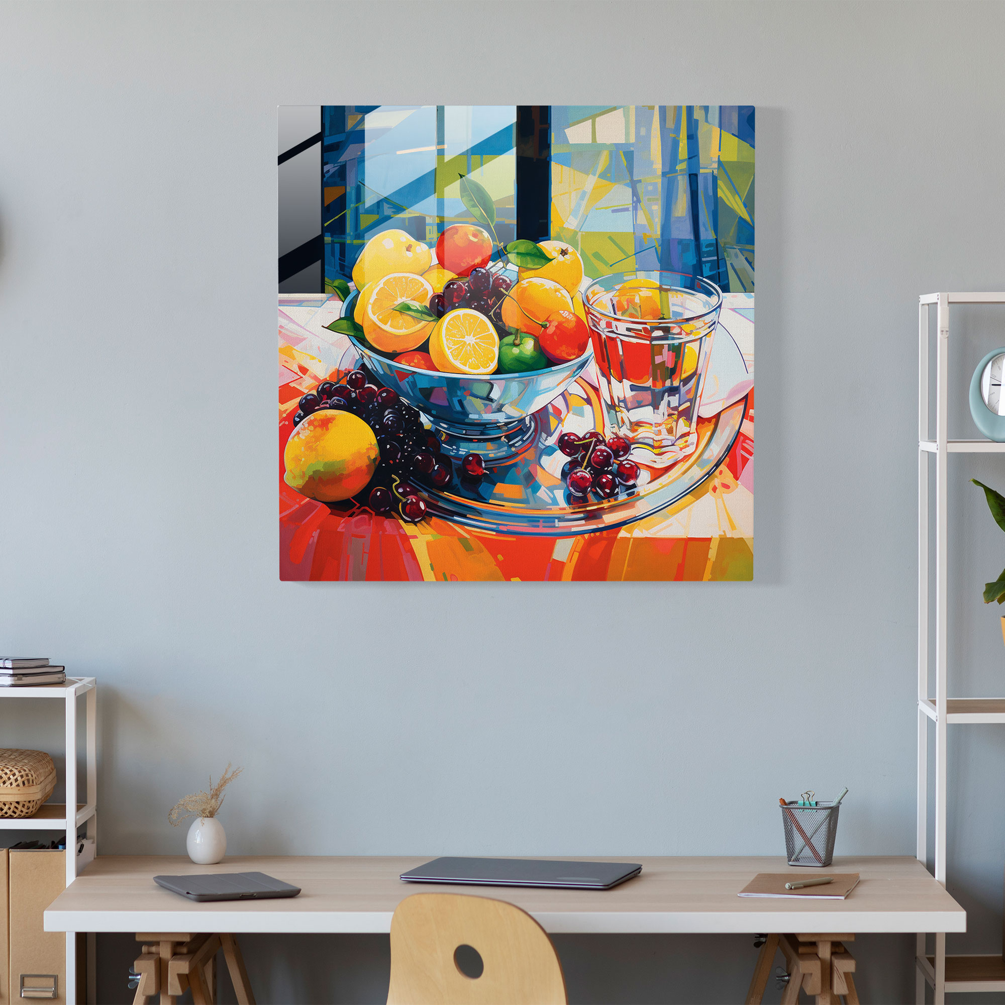 Still Life Glass Print: Vibrant Fruits - Still Life, Home Decoration, Fresh Fruits, Glass Wall Art