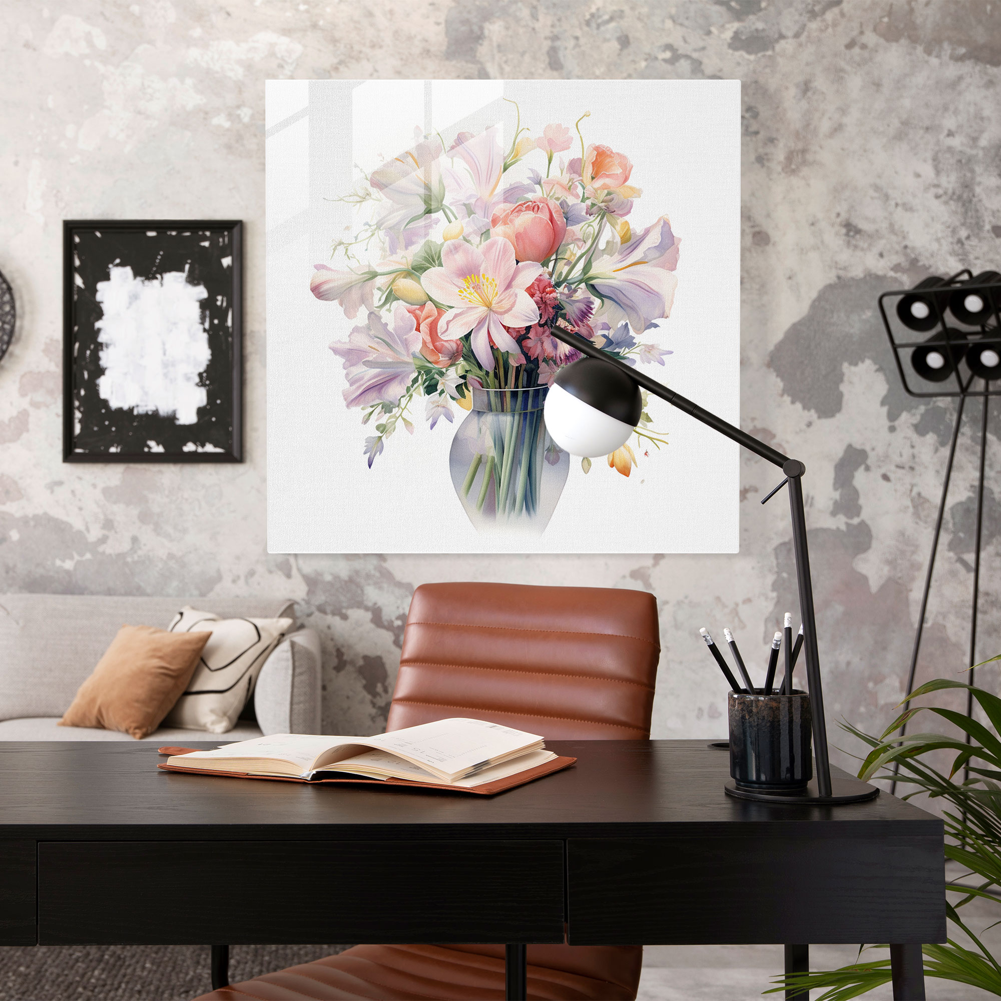Still Life Glass Print: Delicate Flowers - Still Life, Still Life, Delicate Brushstrokes, Glass Wall Art