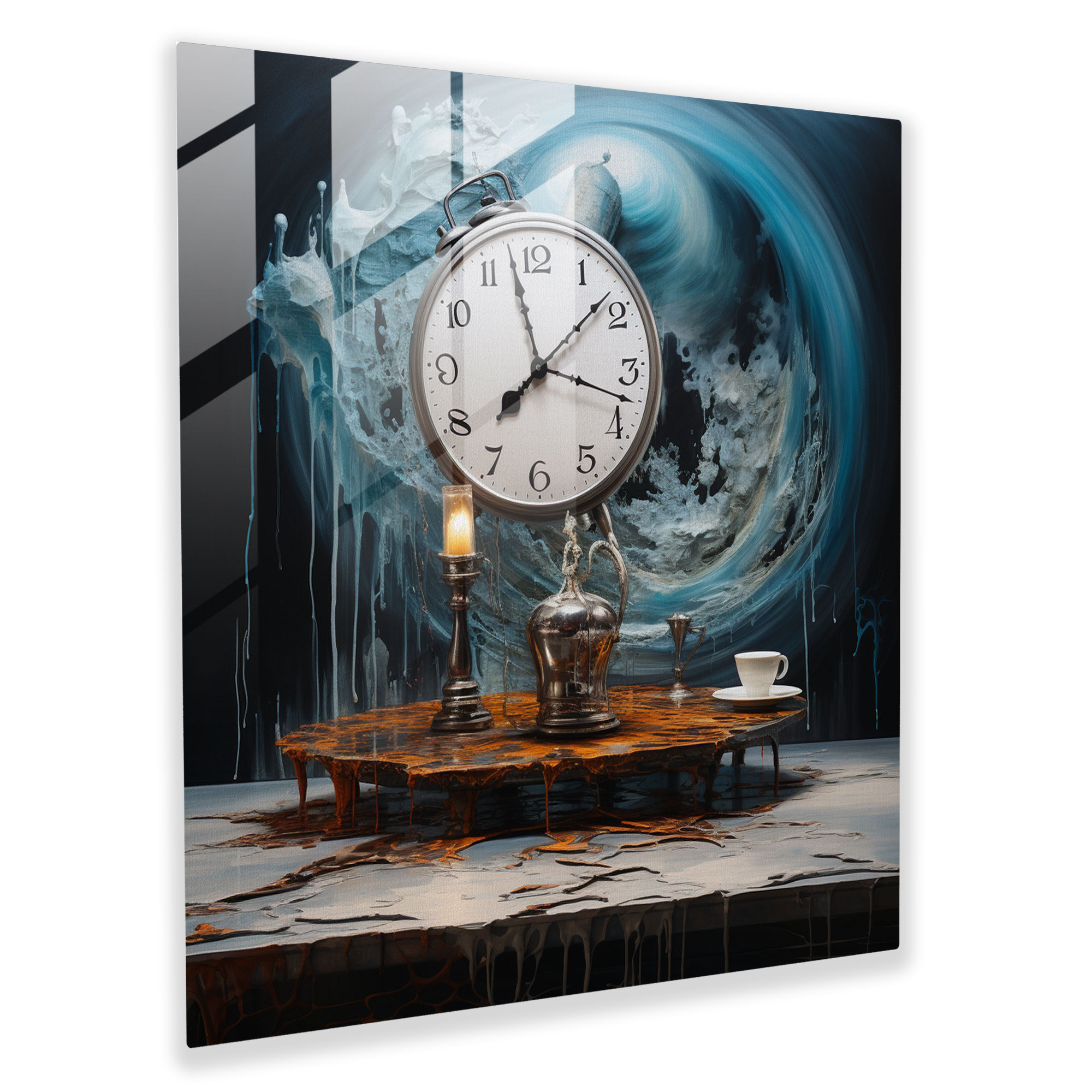 Erime Zamanı Cam Tablo Baskısı - Still Life Erime Saati Ev Dekorasyonu Cam Sanatı
