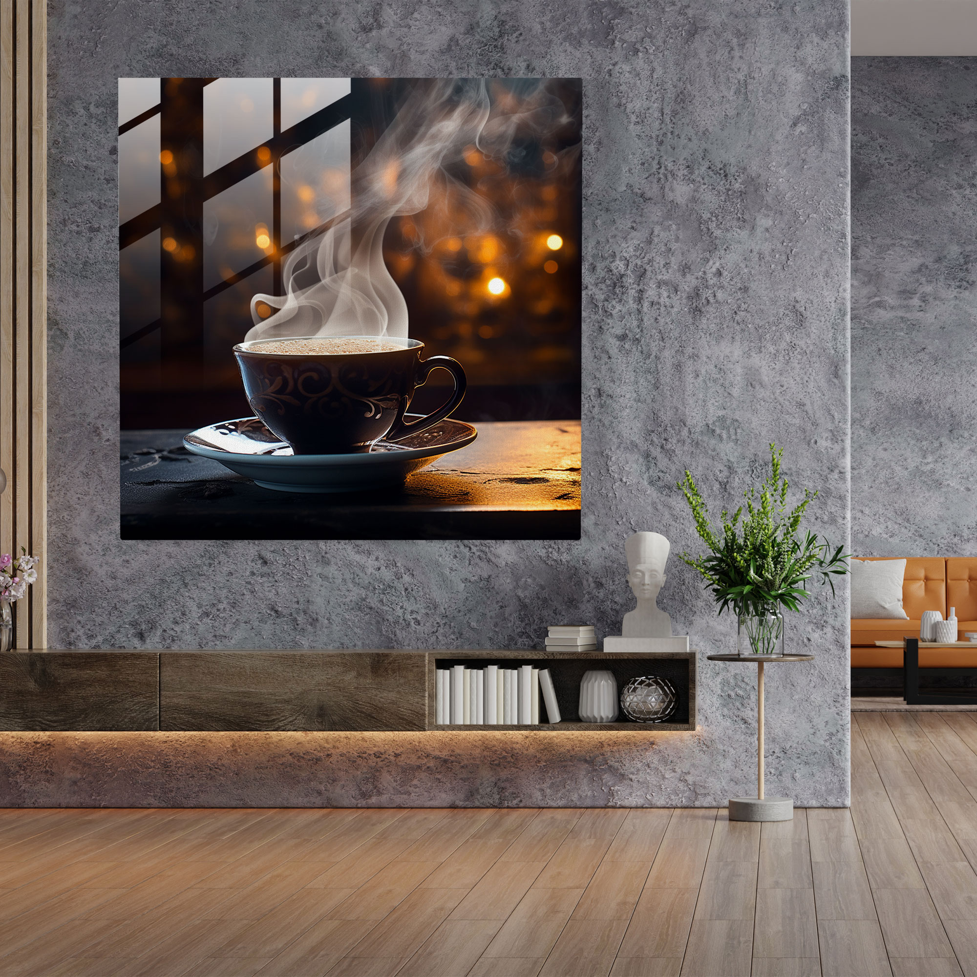 Ev Gibi Kafe Temalı Cam Tablo Baskı - Huzur Veren Çağdaş Fotoğraf Baskı