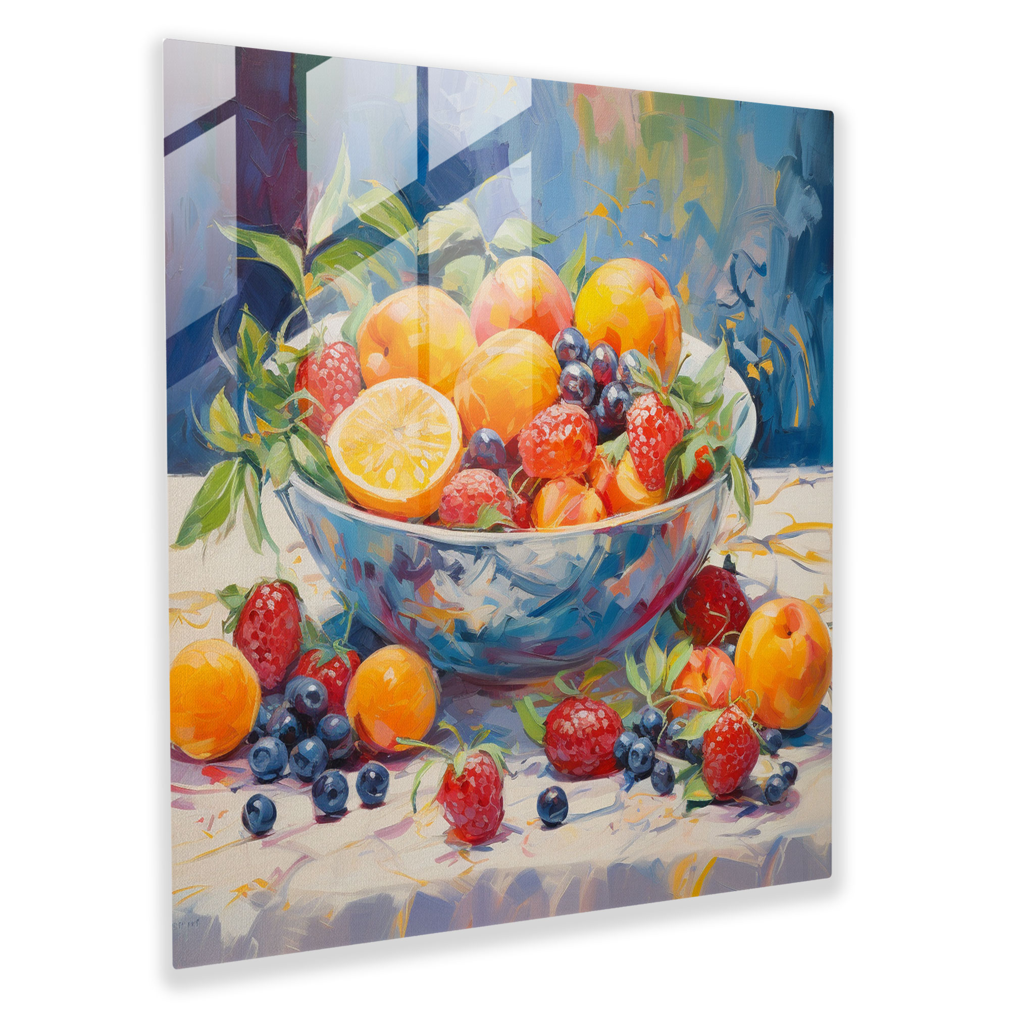 Still Life Glass Print: Summer Fruits - Still Life, Modern Art, Wall Decoration, Still Life