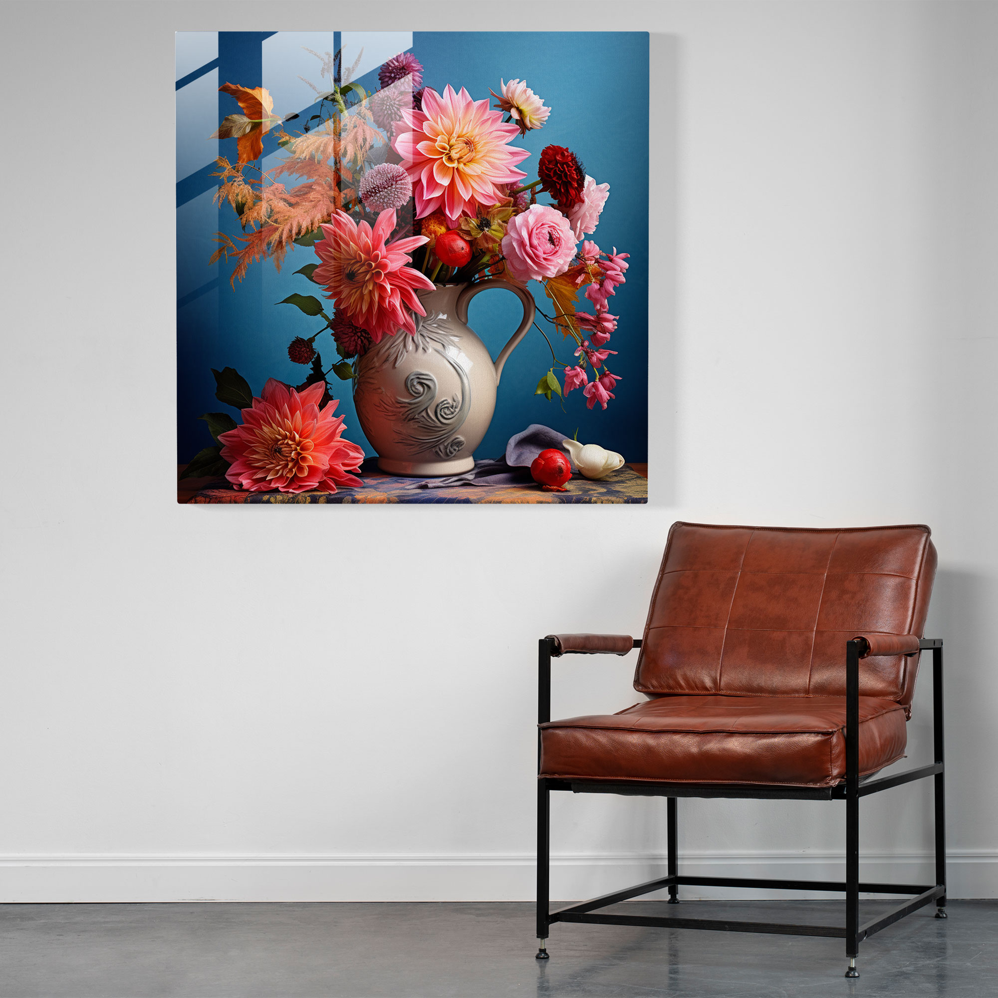 Still Life Glass Print: Blooming Delights - Still Life, Wall Decoration, Still Life, Glass Print