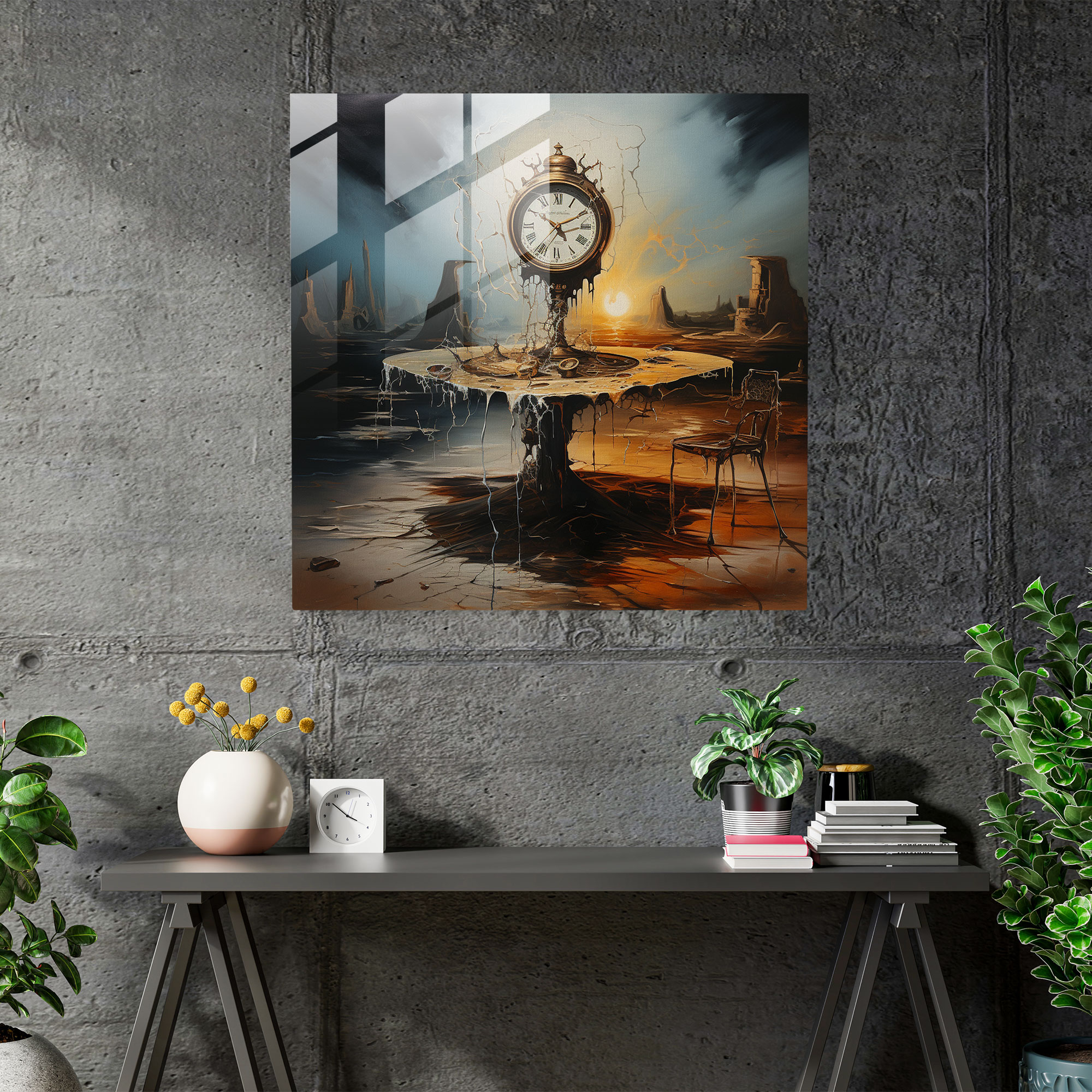 Still Life Glass Print: Timeless Melting - Still Life, Glass Print, Wall Decoration, Still Life