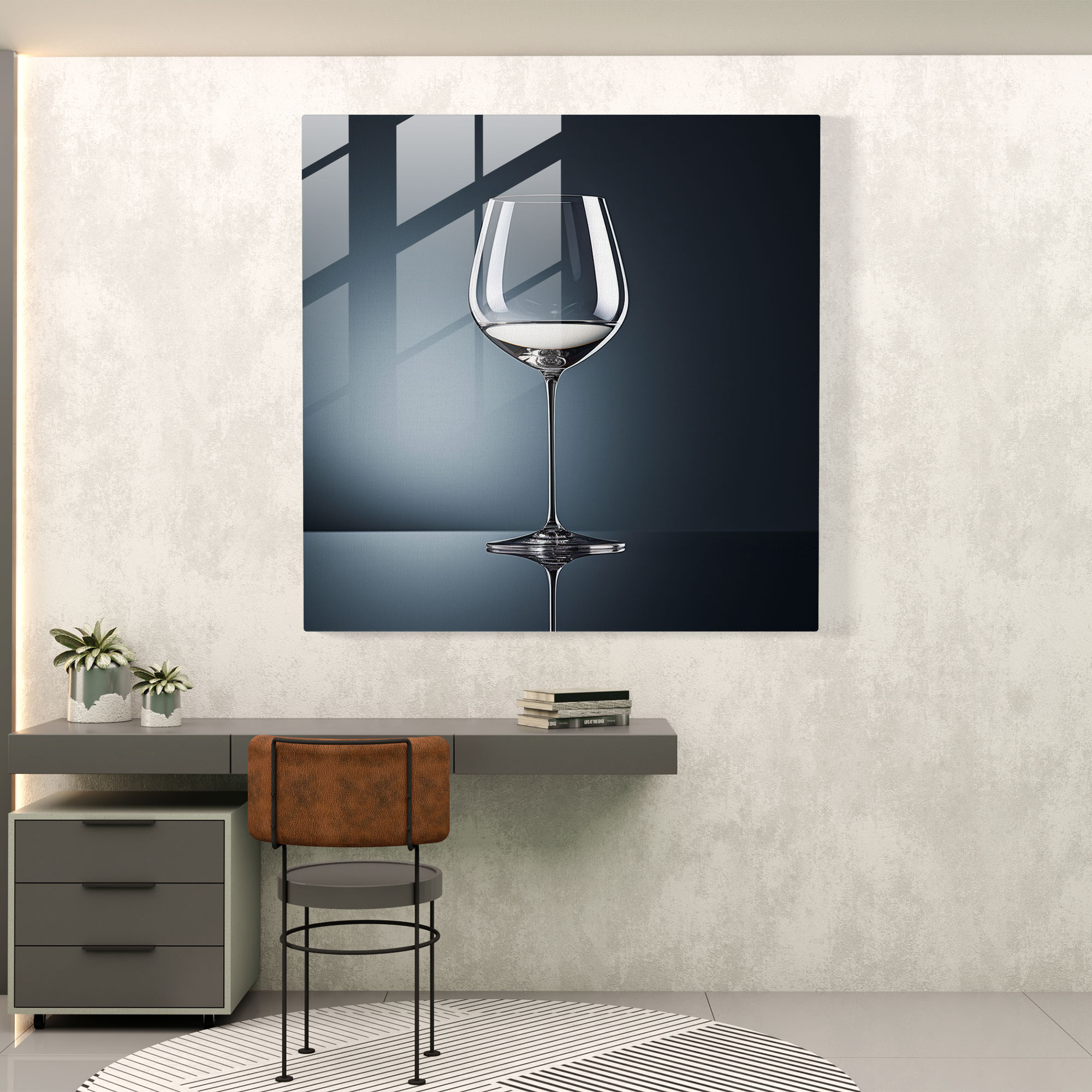 Still Life Glass Print - Wine Glass Reflections - Still Life, Minimalistic Photograph, Glass Print, Glass Art