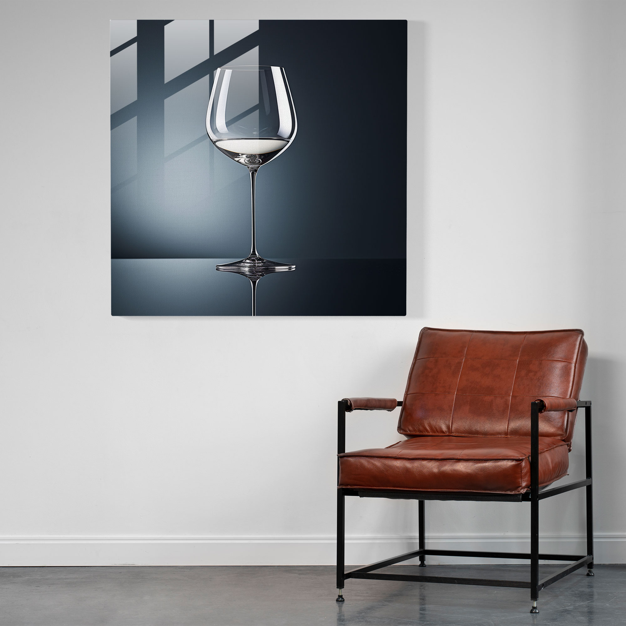 Still Life Glass Print - Wine Glass Reflections - Still Life, Minimalistic Photograph, Glass Print, Glass Art