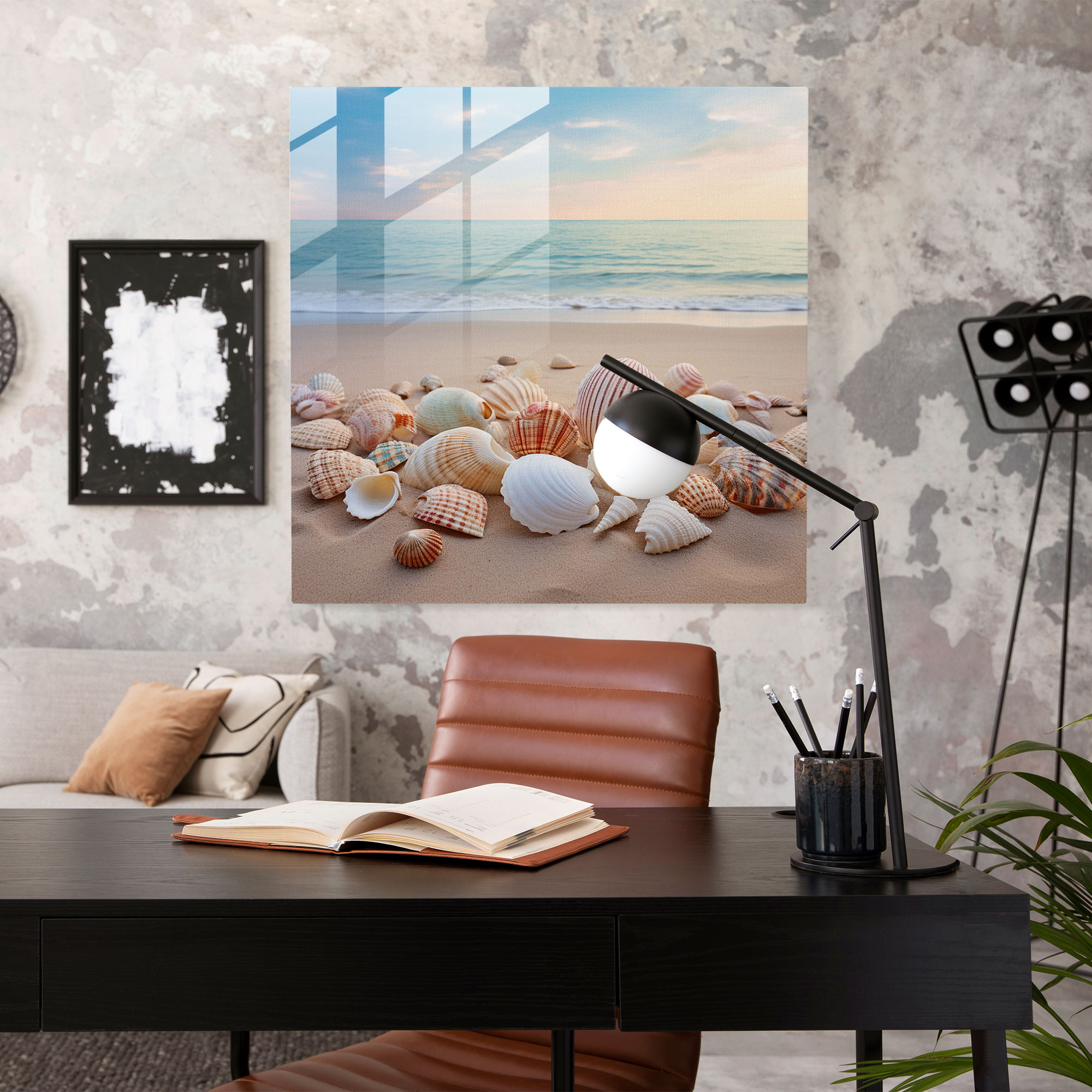 Still Life Glass Print - Seashell Collection - Still Life, Home Decoration, Sandy Beach, Still Life