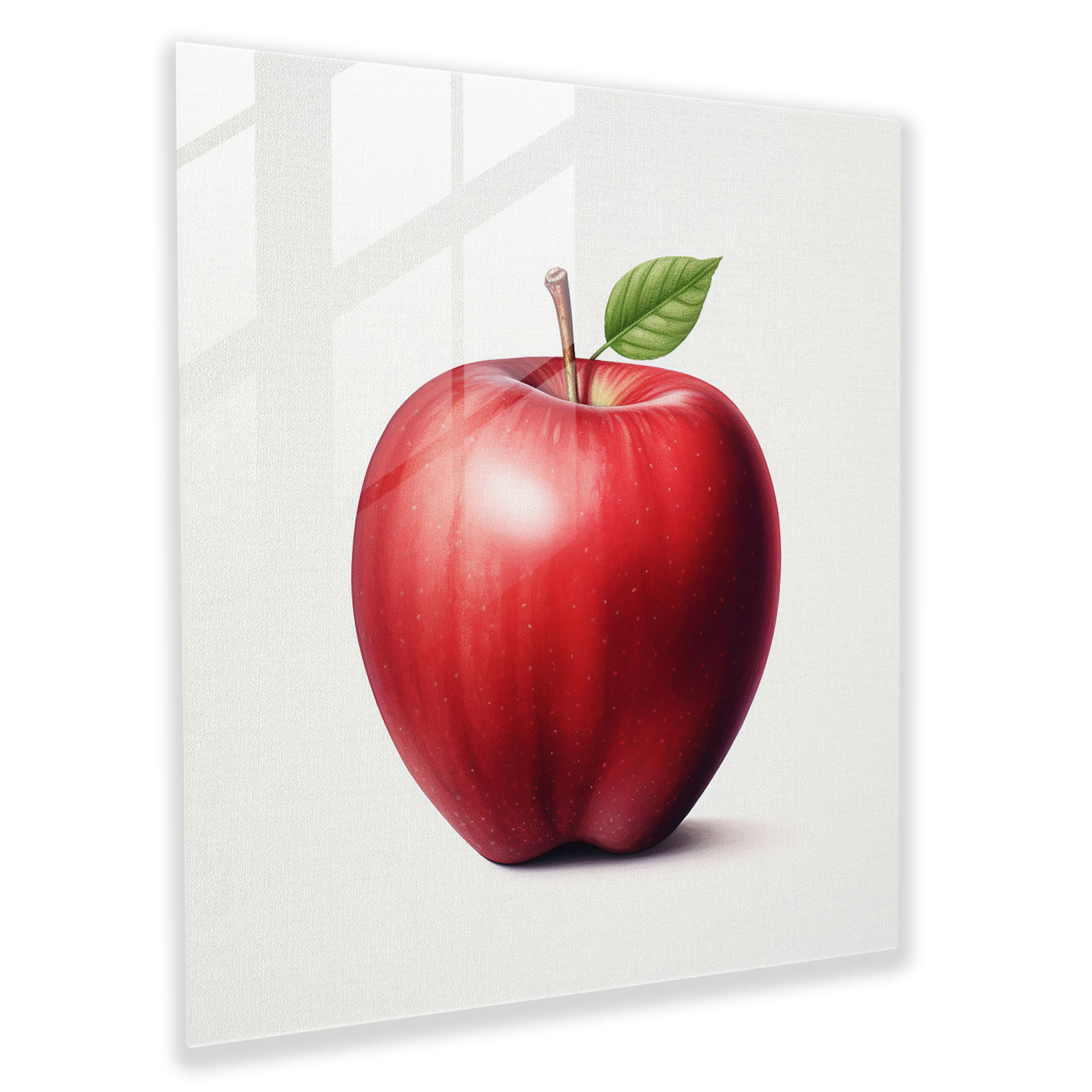 Still Life Glass Print - Minimalist Apple Illustration - Still Life, Wall Decoration, Glass Print, Home Decoration