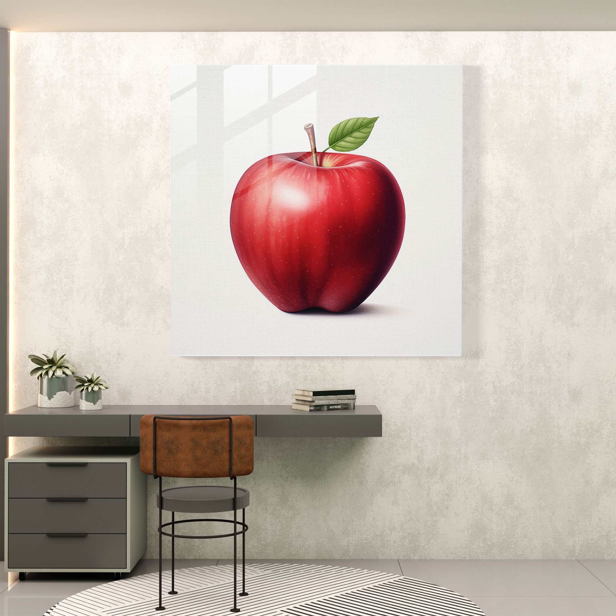 Still Life Glass Print - Minimalist Apple Illustration - Still Life, Wall Decoration, Glass Print, Home Decoration