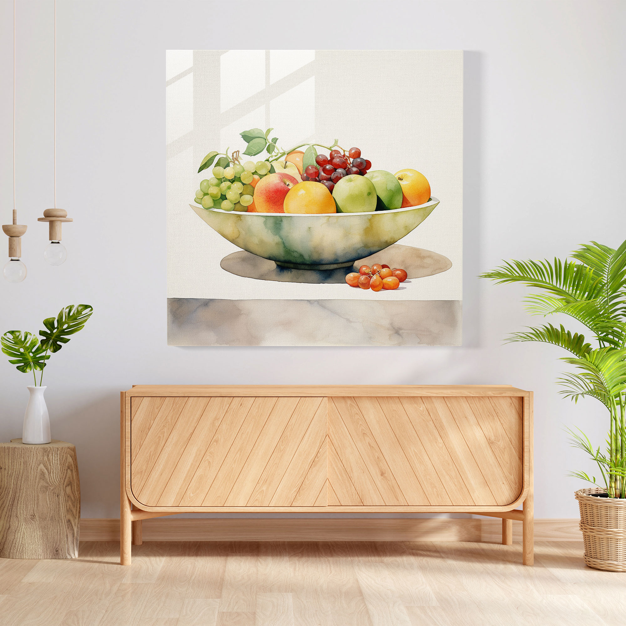 Still Life Glass Print: Fruit Bowl - Still Life, Modern Art, Glass Wall Art, Contemporary Watercolor