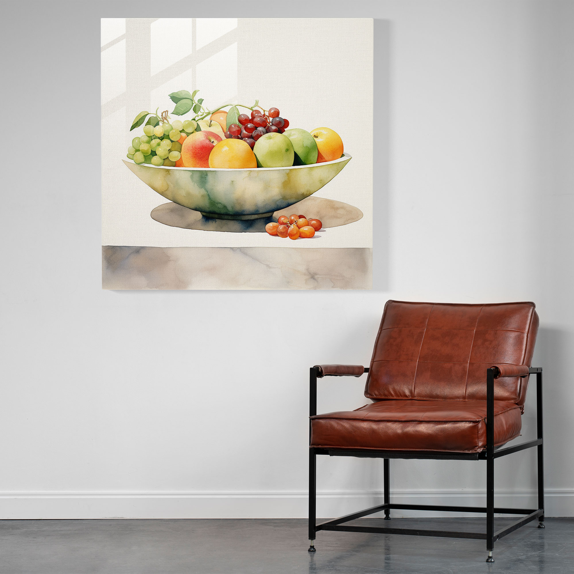 Still Life Glass Print: Fruit Bowl - Still Life, Modern Art, Glass Wall Art, Contemporary Watercolor