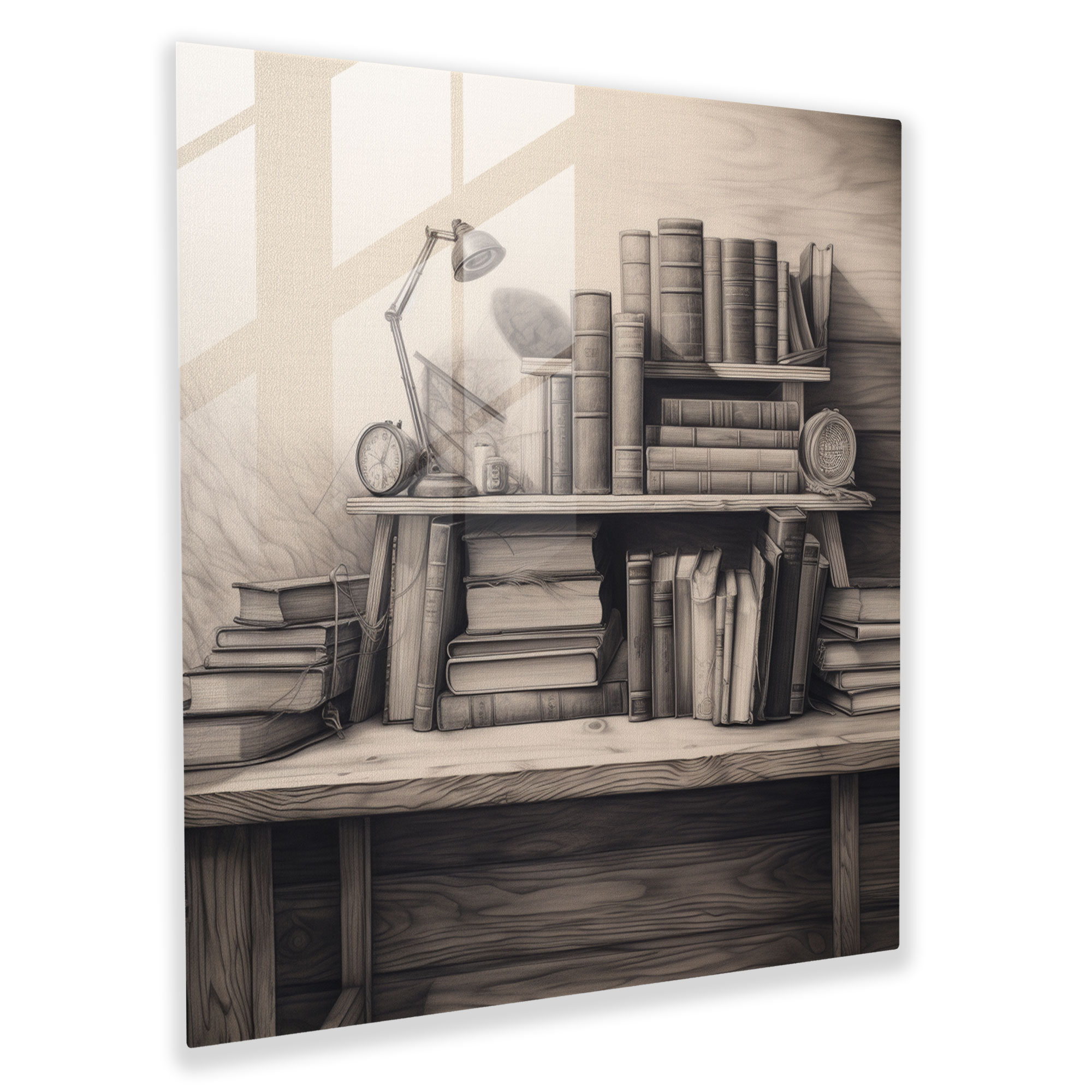 Still Life Glass Print: Stack Of Books - Still Life, Modern Art, Still Life, Nostalgic
