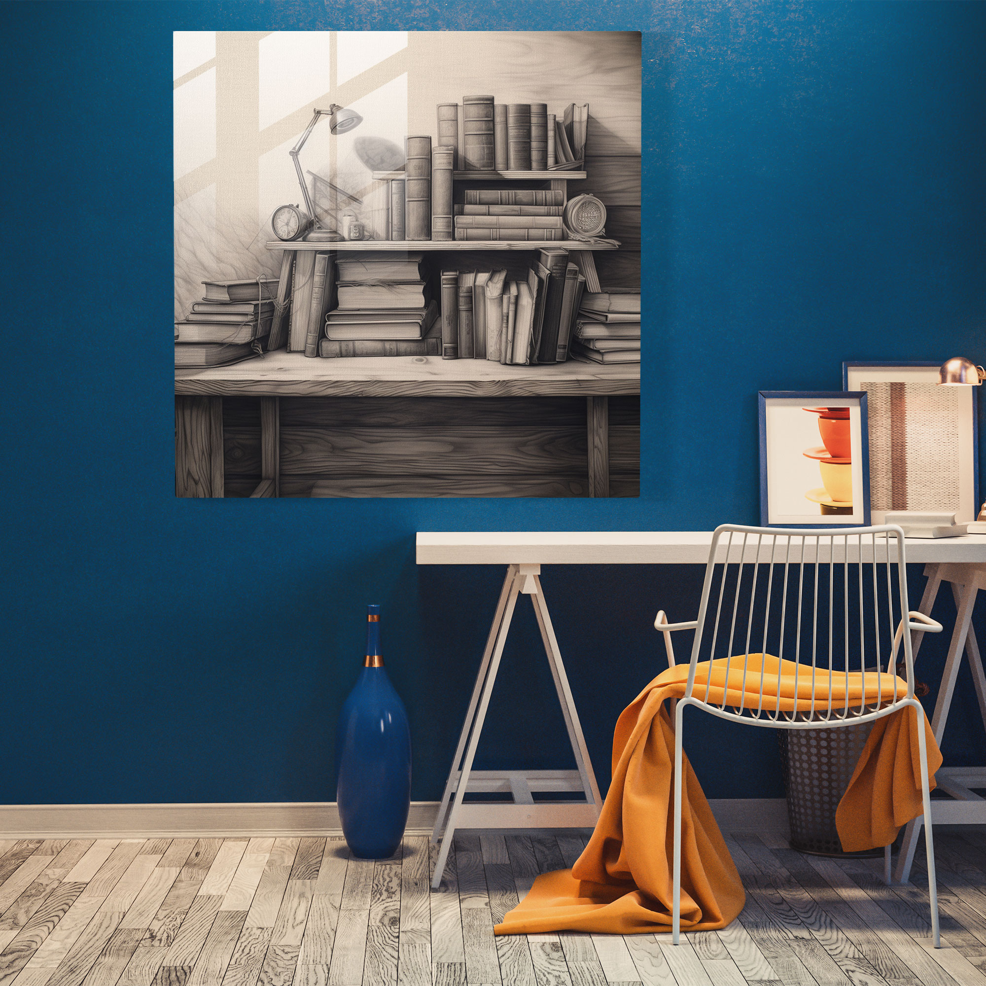Still Life Glass Print: Stack Of Books - Still Life, Modern Art, Still Life, Nostalgic