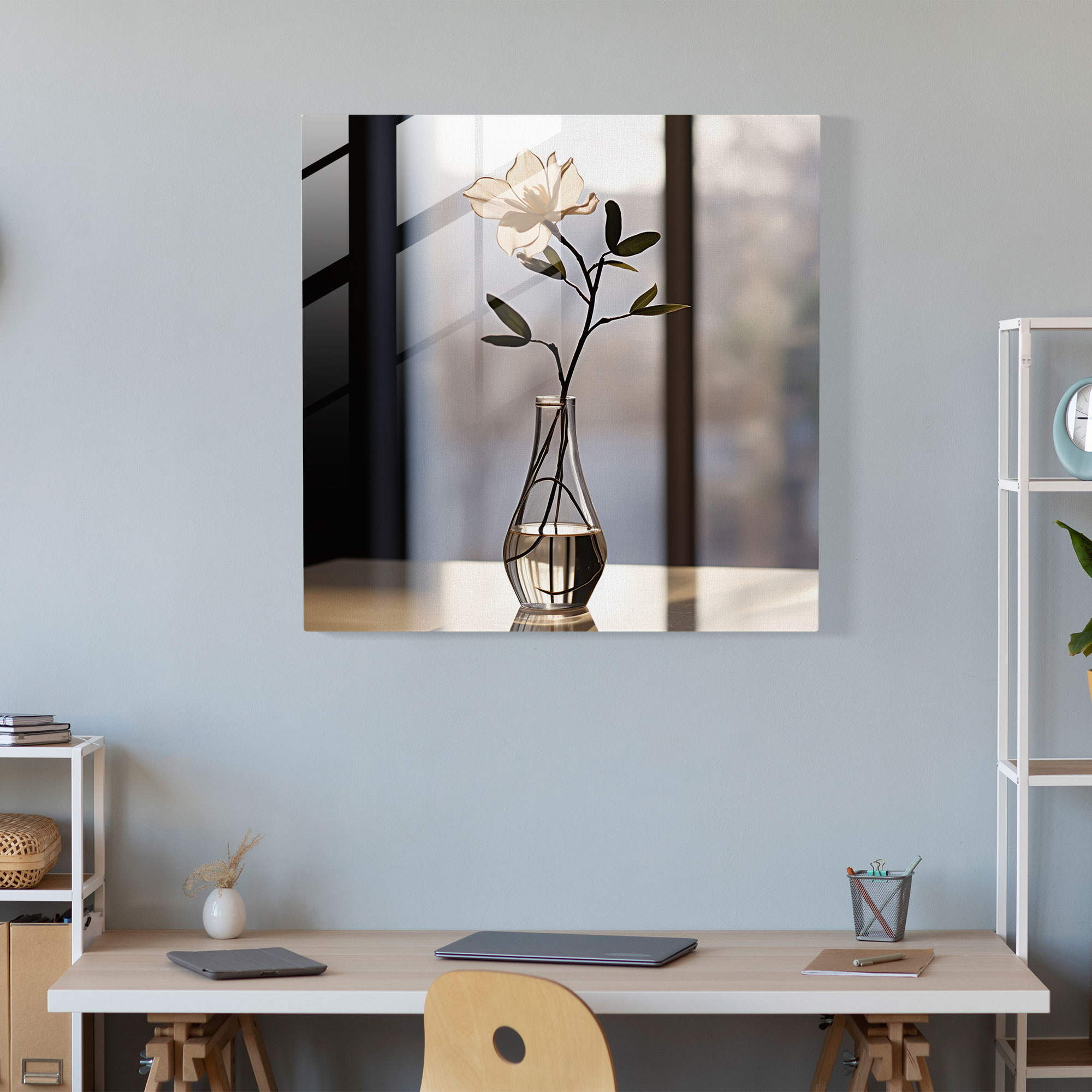 Still Life Glass Print: Single Flower - Still Life, Glass Wall Art, Glass Art, Wall Decoration