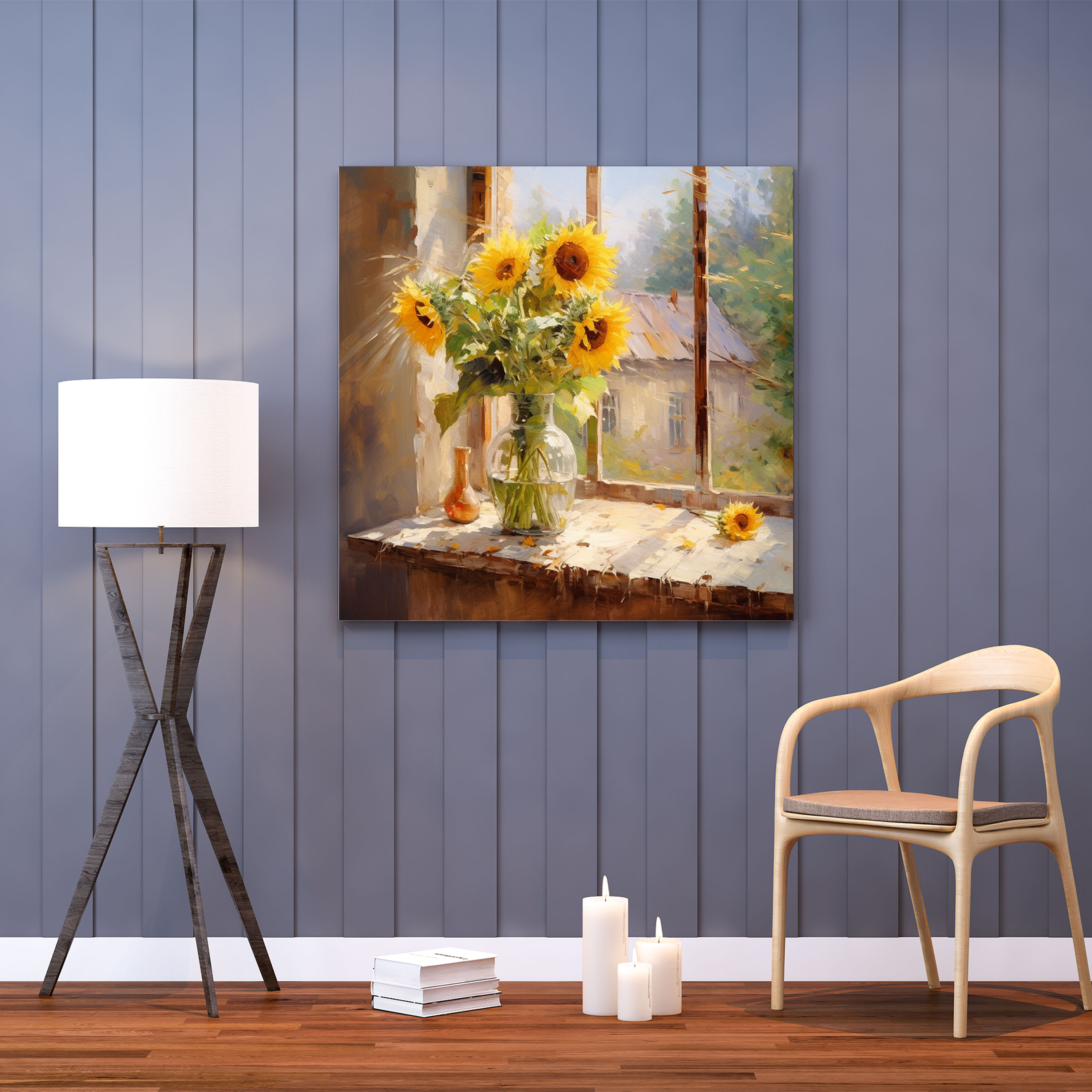 Still Life Canvas Print - Impressionist Sunflower Landscape Wall Art - Still Life, Wall Art, Impressionist Painting, Wall Decoration
