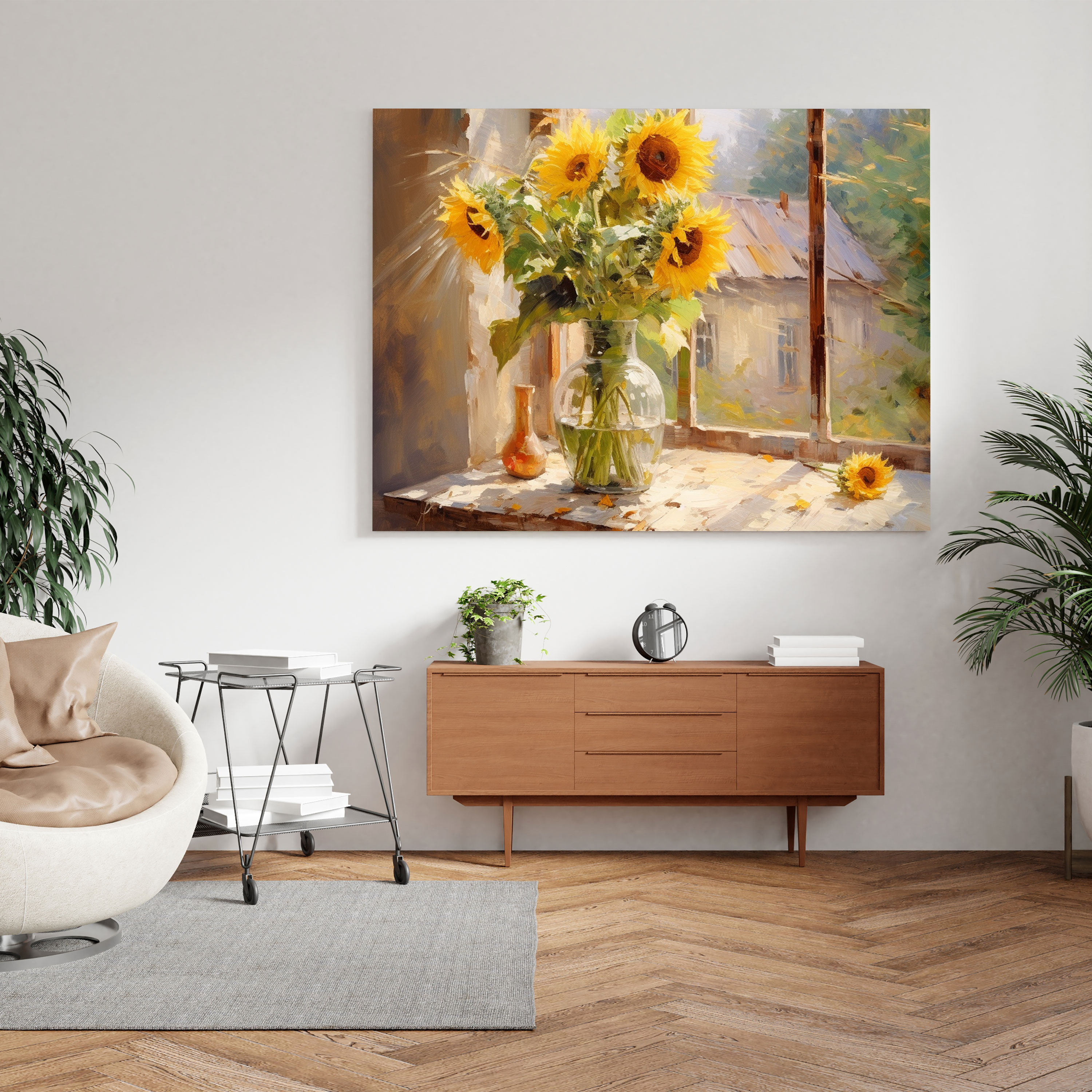 Still Life Canvas Print - Impressionist Sunflower Landscape Wall Art - Still Life, Wall Art, Impressionist Painting, Wall Decoration