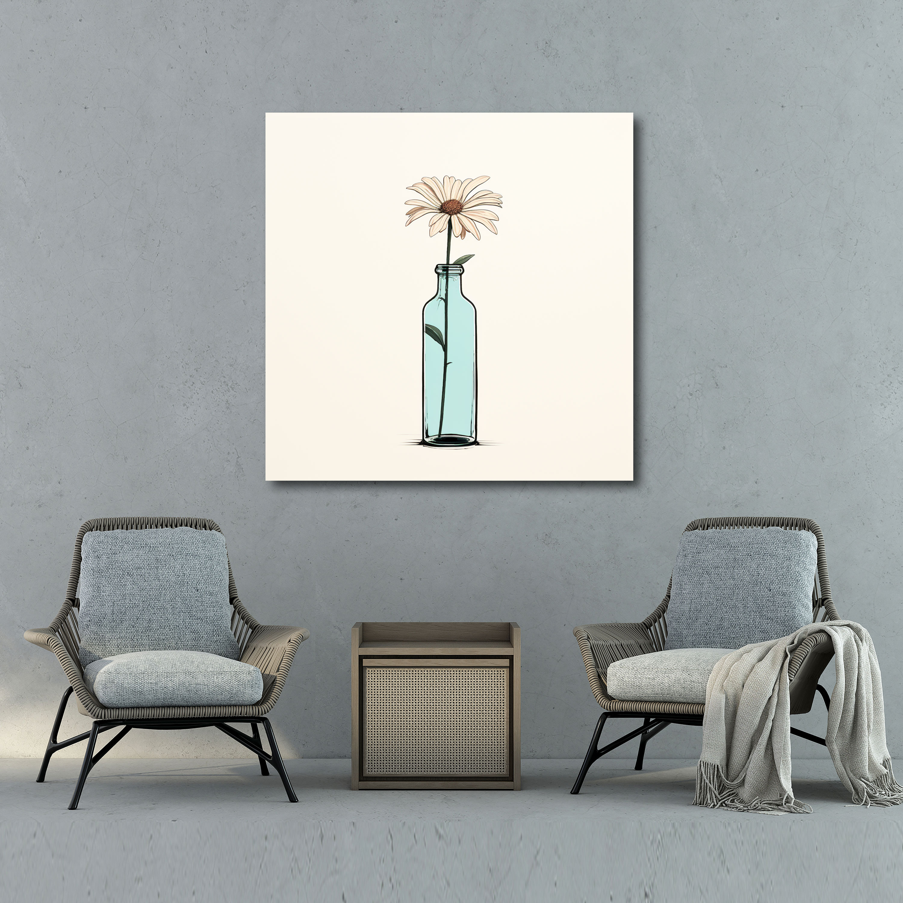 Still Life Wall Art - Minimalist Flower In Glass Bottle - Still Life, Still Life, Canvas Wall Art, Canvas Print