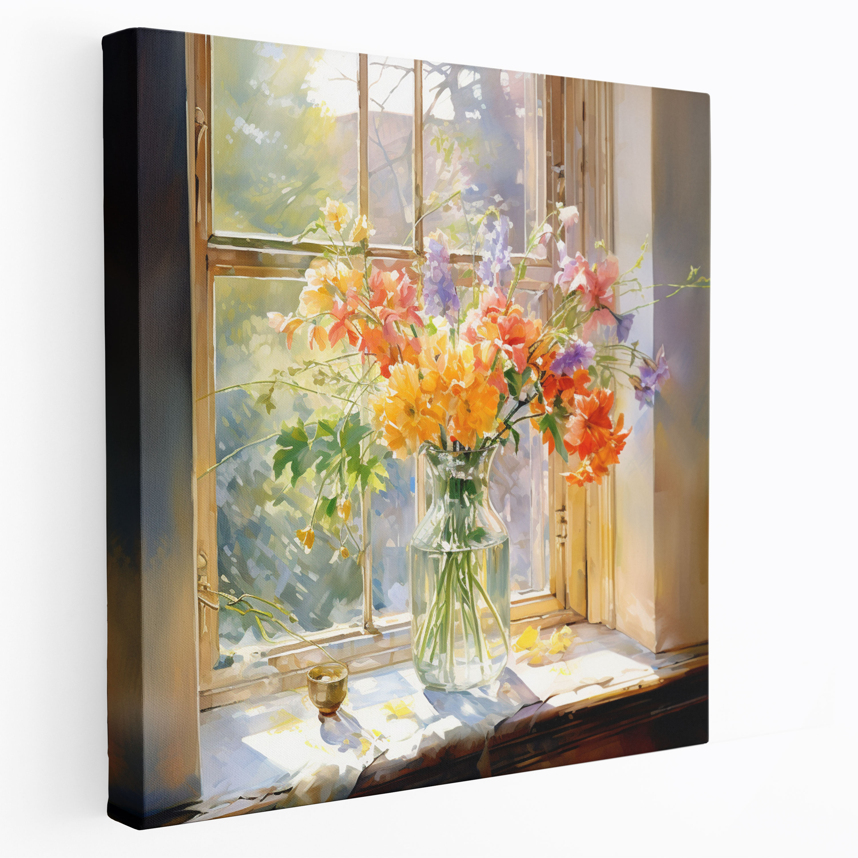 Still Life Canvas Print - Impressionist Blooming Flowers Wall Art - Still Life, Wall Art, Impressionist Watercolor Painting, Color