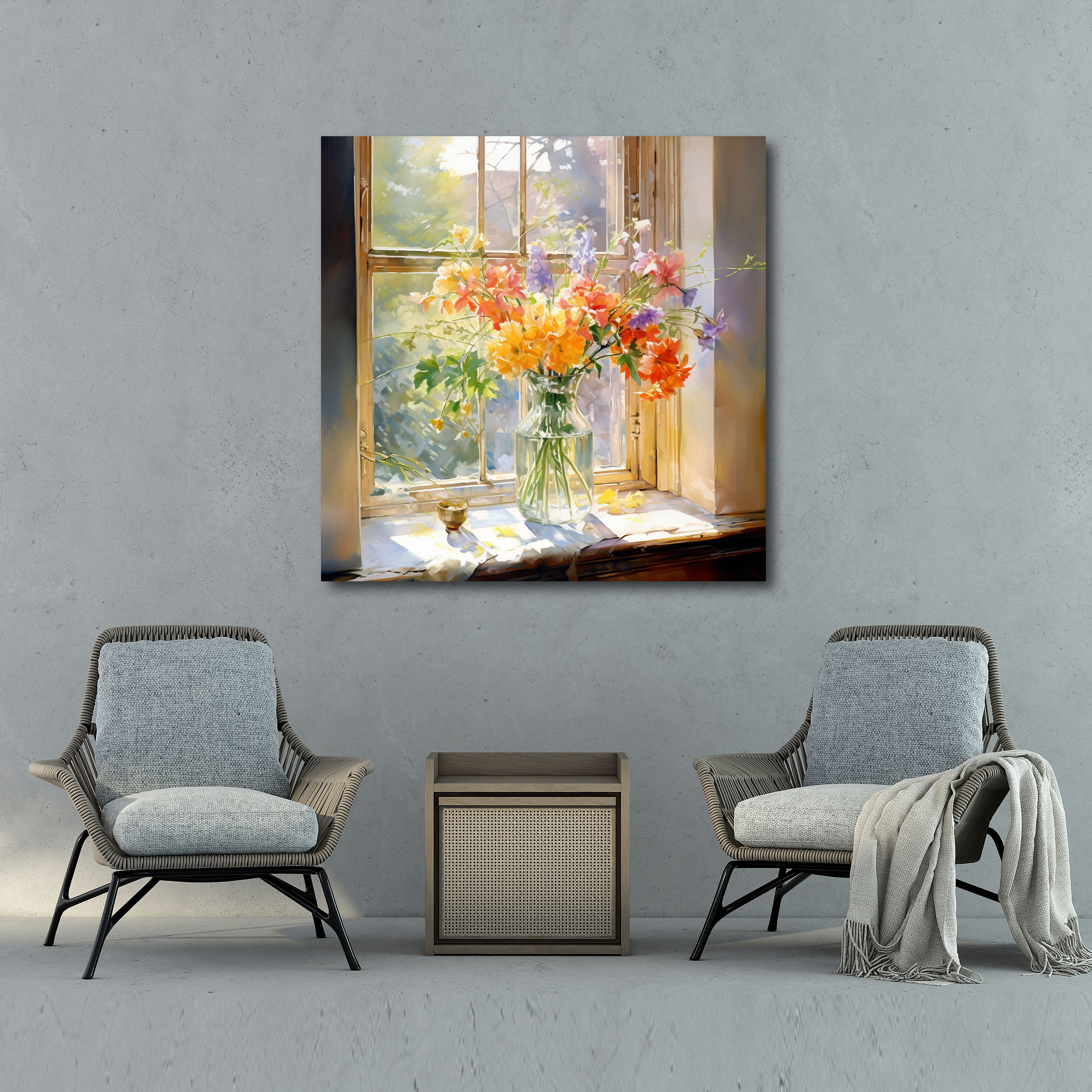 Still Life Canvas Print - Impressionist Blooming Flowers Wall Art - Still Life, Wall Art, Impressionist Watercolor Painting, Color