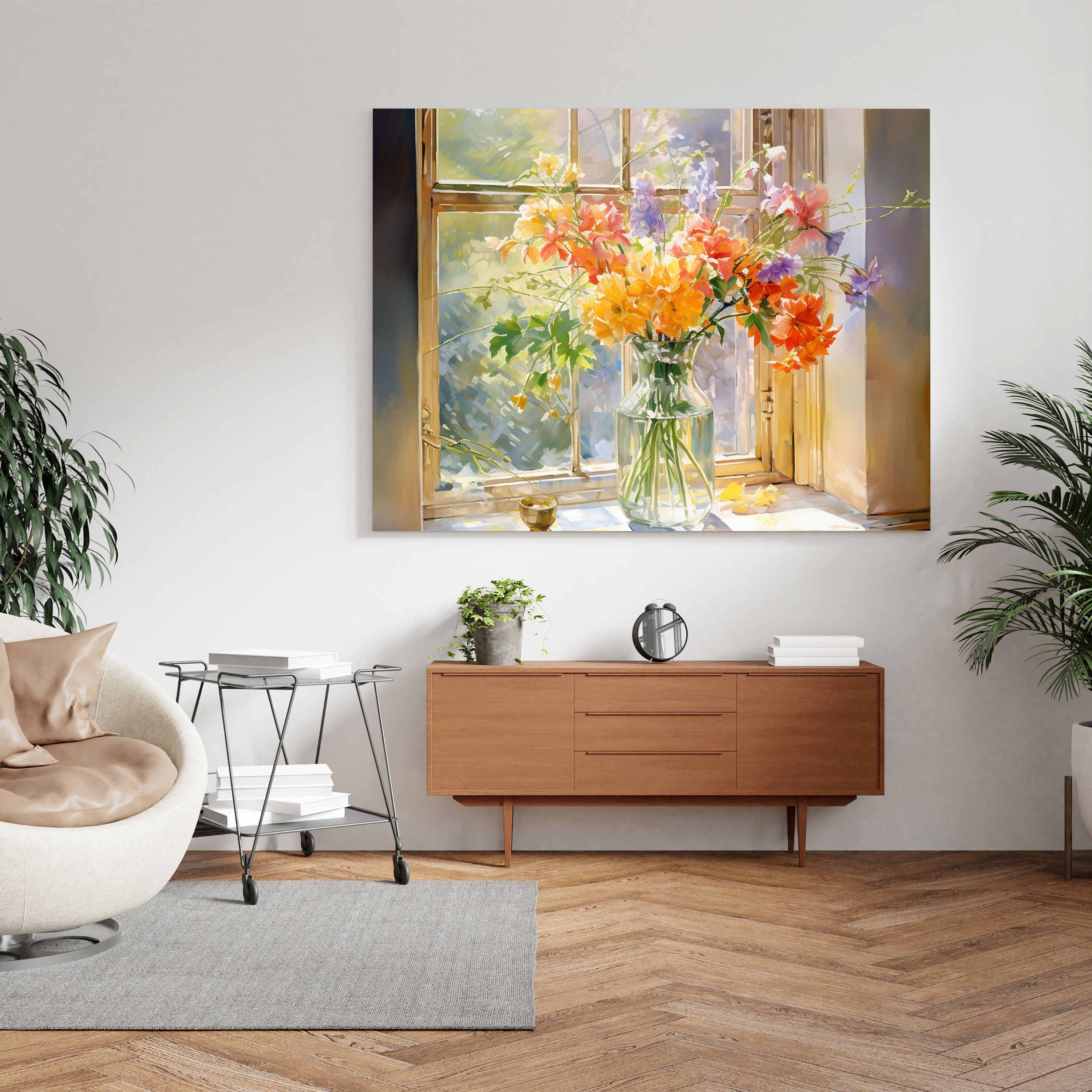 Still Life Canvas Print - Impressionist Blooming Flowers Wall Art - Still Life, Wall Art, Impressionist Watercolor Painting, Color