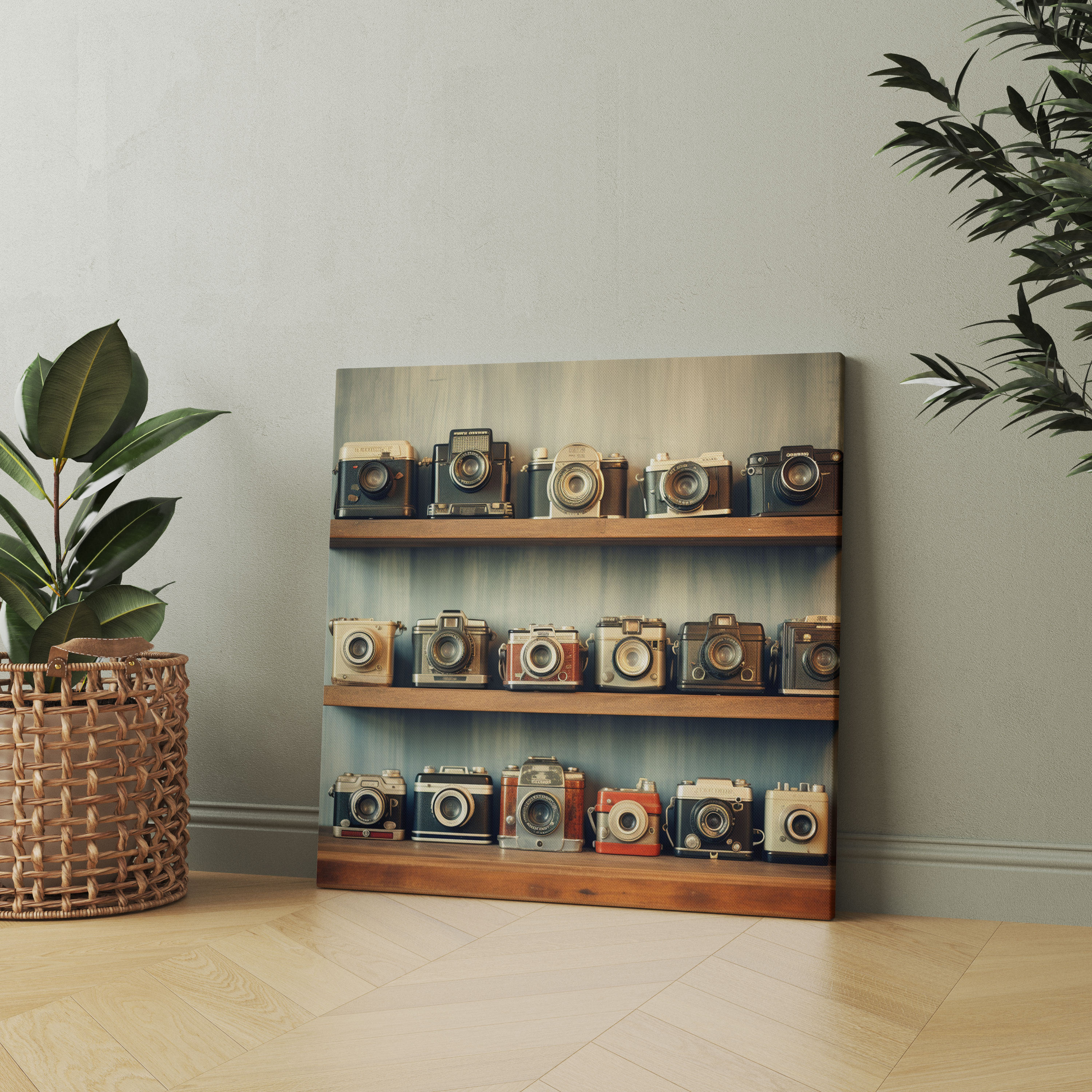 Still Life Wall Decoration - Nostalgic Vintage Cameras Retro Photograph - Still Life, Home Decoration, Retro Photograph, Canvas