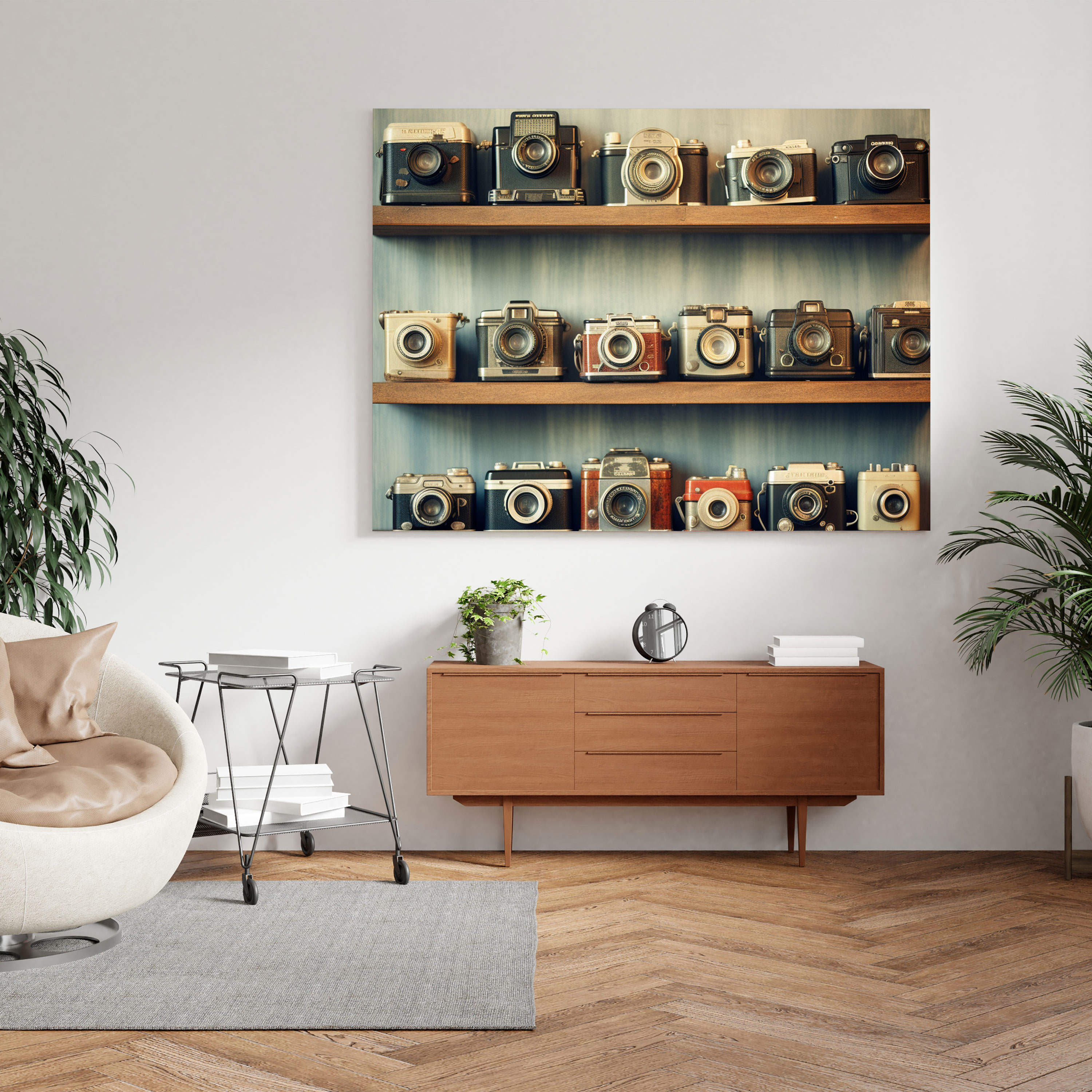 Still Life Wall Decoration - Nostalgic Vintage Cameras Retro Photograph - Still Life, Home Decoration, Retro Photograph, Canvas