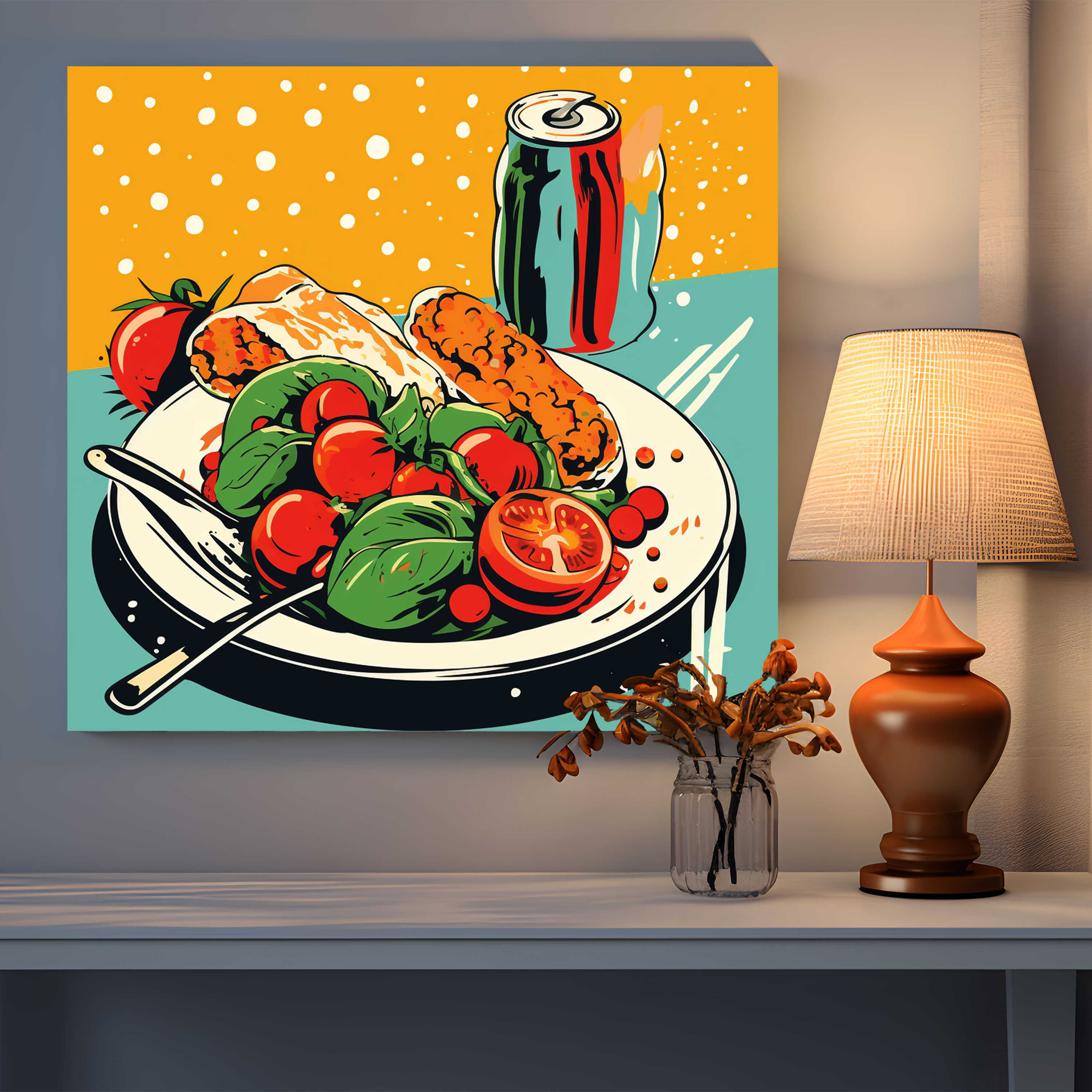 Still Life Canvas Print - Pop Art Food Plate - Still Life, Canvas Print, Food Plate, Wall Art