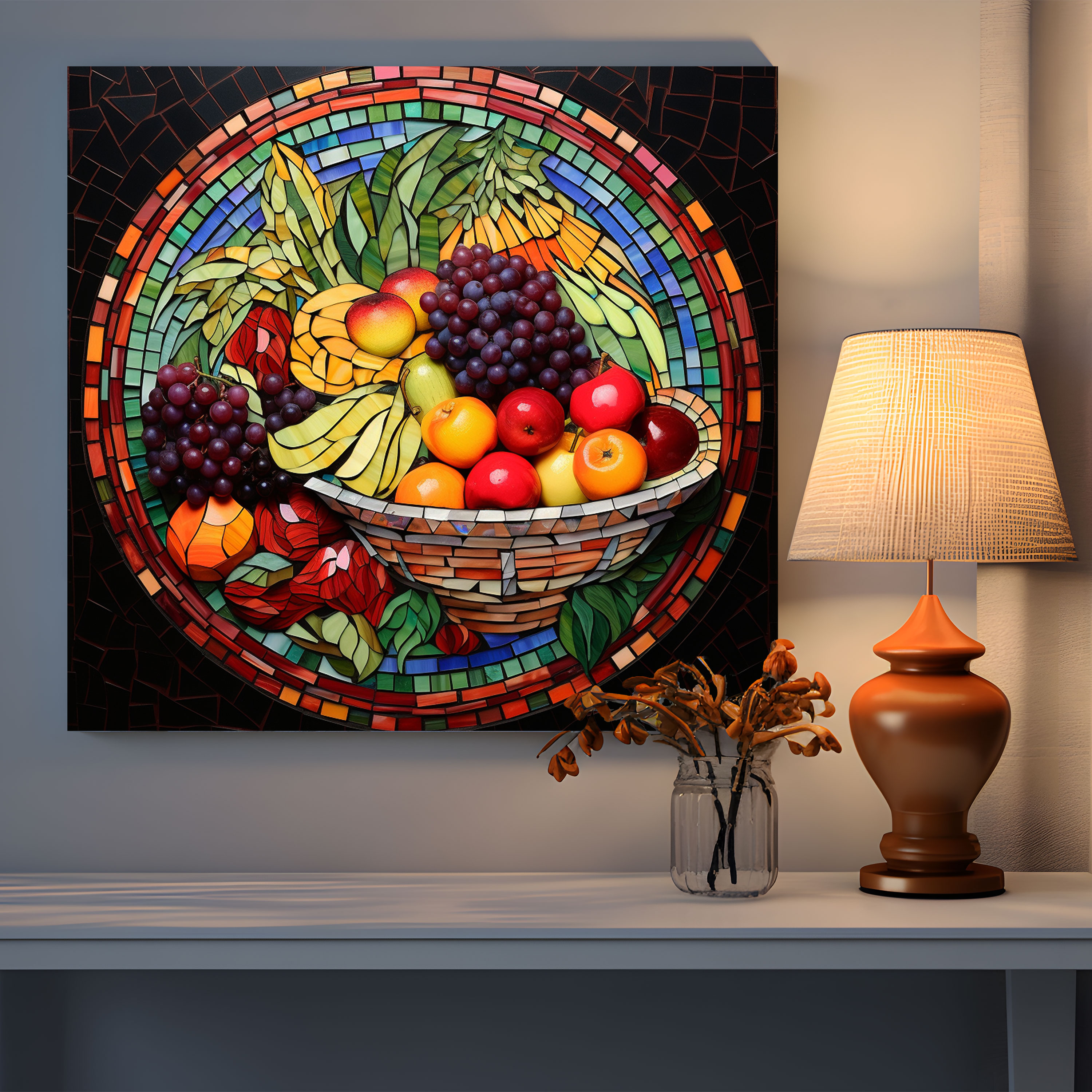 Still Life Wall Art - Mosaic Fruit Bowl - Still Life, Canvas, Still Life, Fruit Bowl