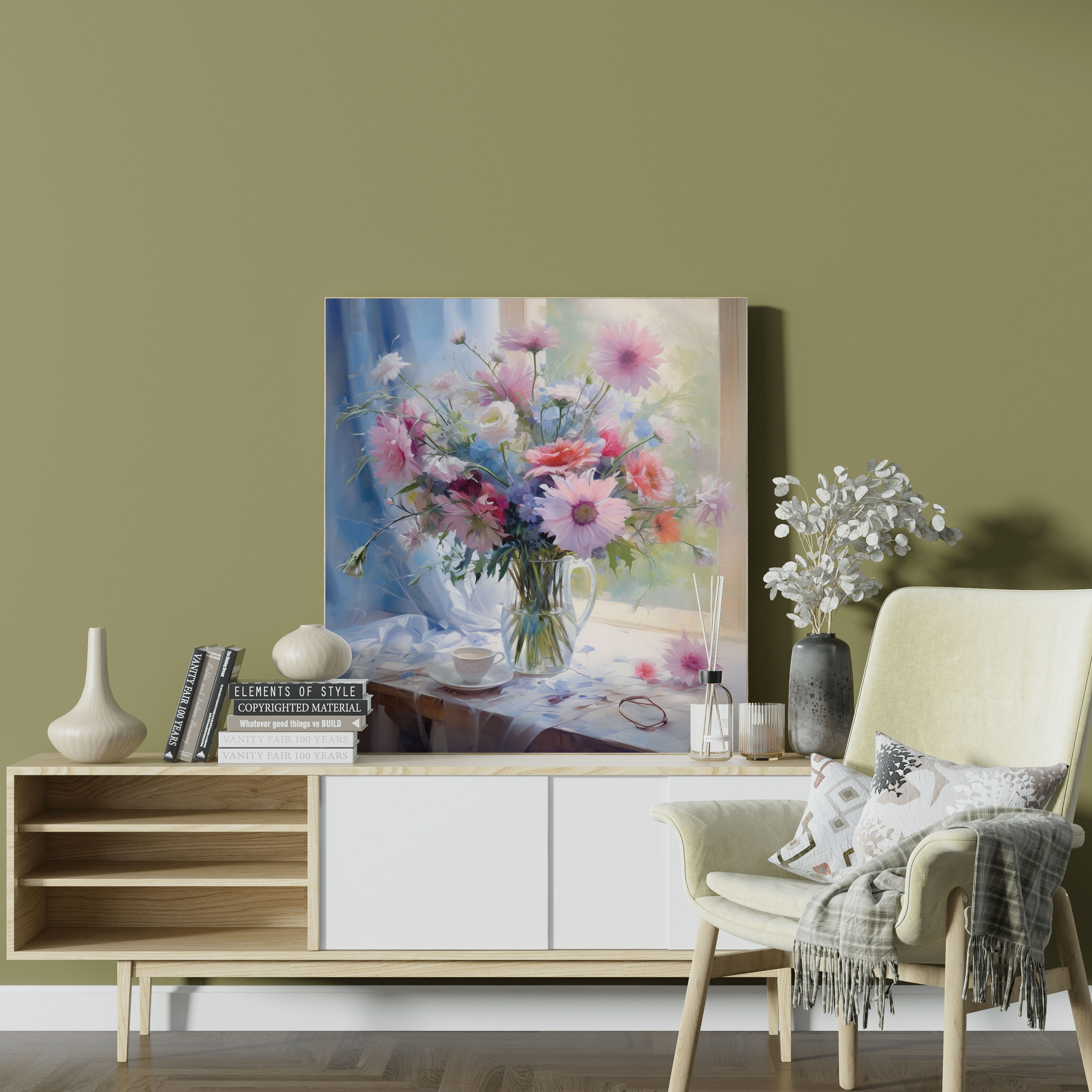 Still Life Canvas Print - Romantic Flower Bouquet - Still Life, Home Decoration, Wall Art, Flower Bouquet