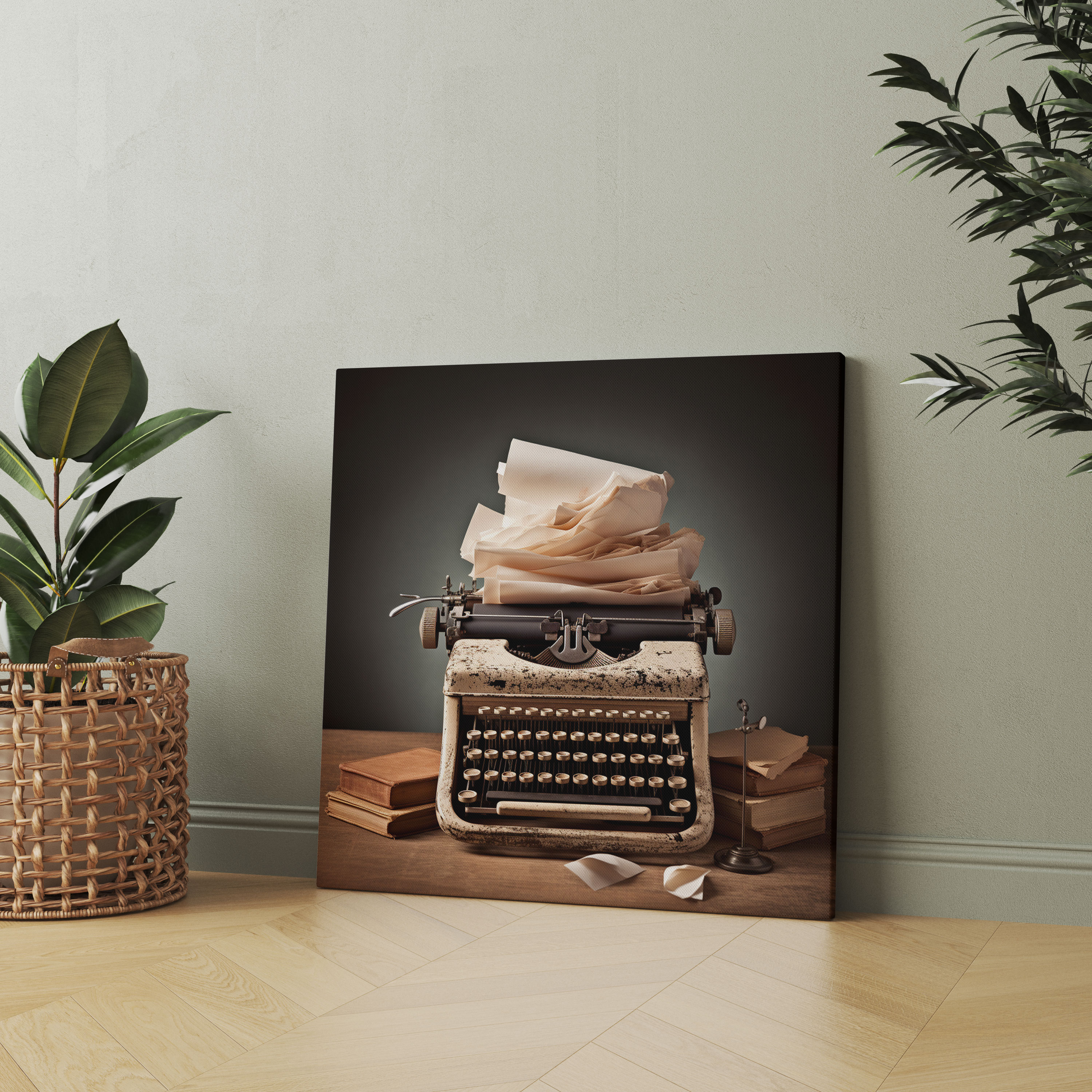 Antika Daktilo Temalı Duvar Sanatı - Still Life Vintage Tasarım - Fotoğraf