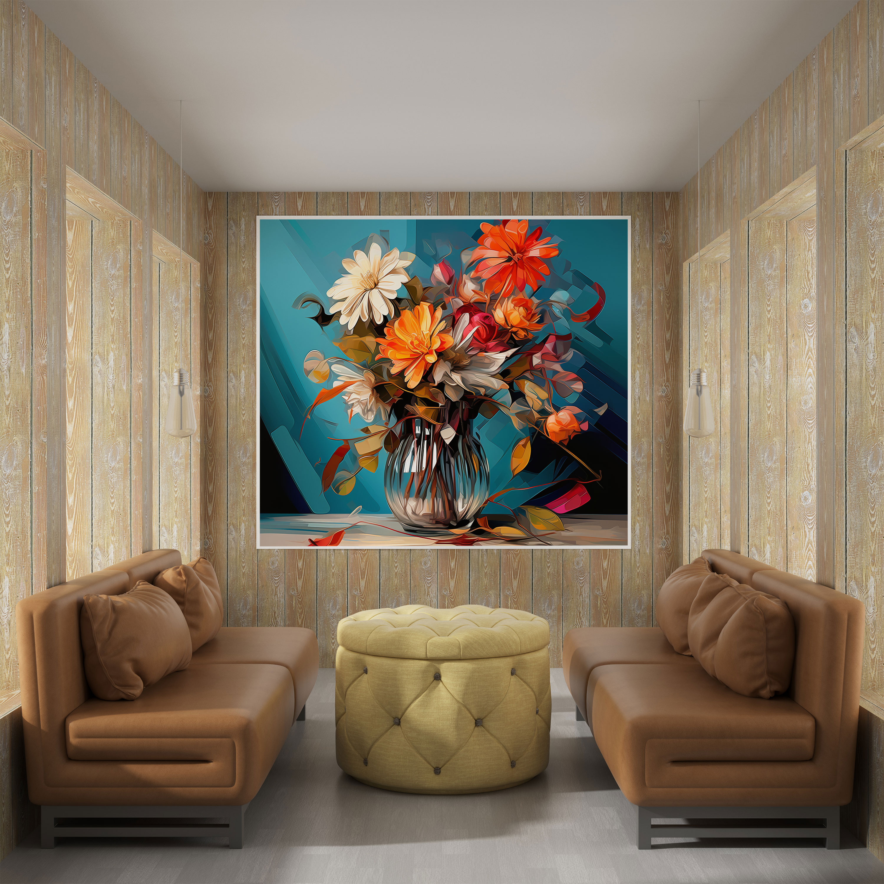 Still Life Wall Art: Modern Digital Art - Flower Bouquet - Still Life, Canvas Wall Art, Wall Decoration, Still Life