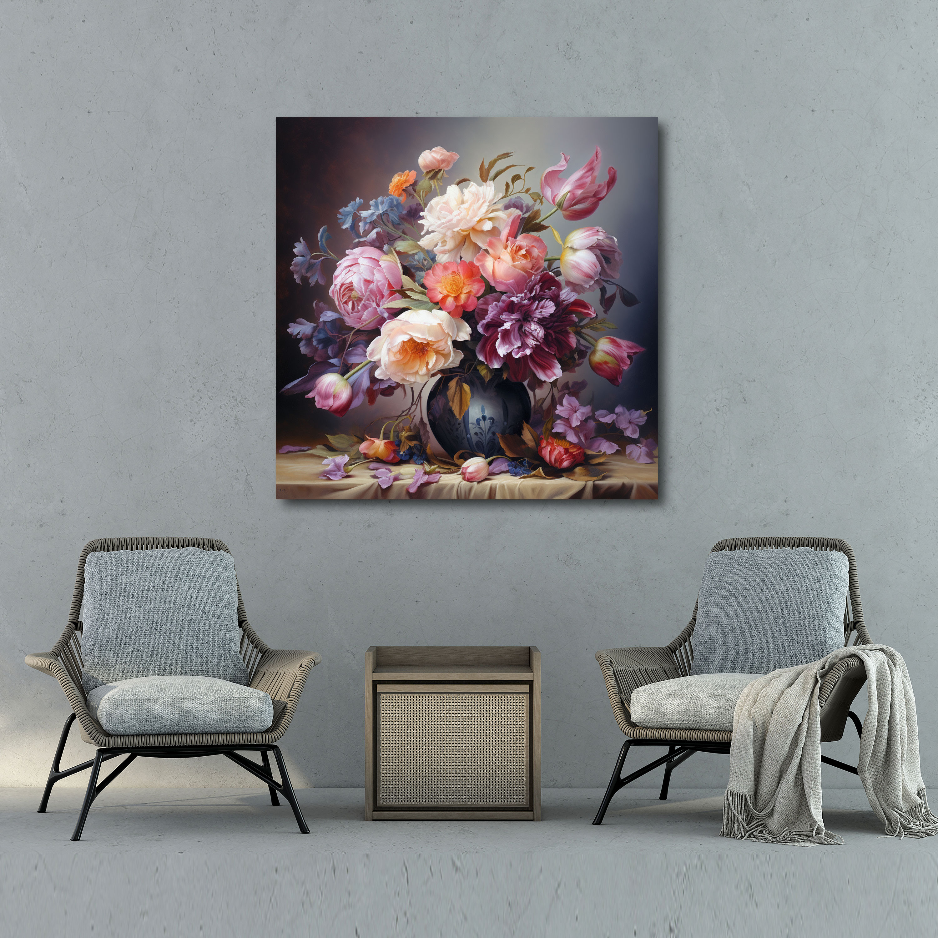 Still Life Canvas Print - Delicate Flower Bouquet - Still Life, Delicate Flower Bouquet, Canvas, Canvas Wall Art